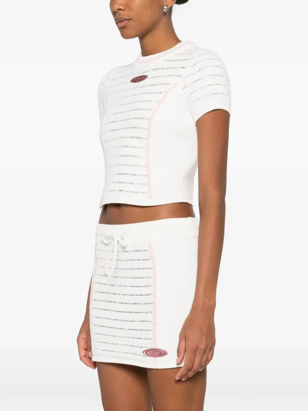 Casablanca Cotton Knit Top with Frontal Logo for Women - Image 3