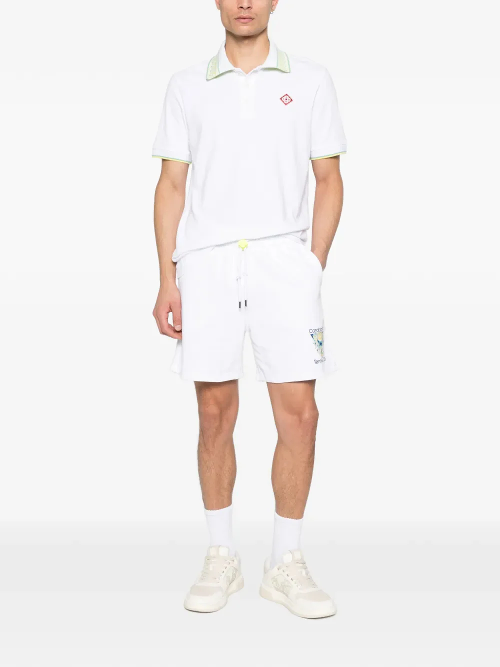 Casablanca Cotton Pique Polo Shirt with Contrasting Cuffs - Size M - Image 2