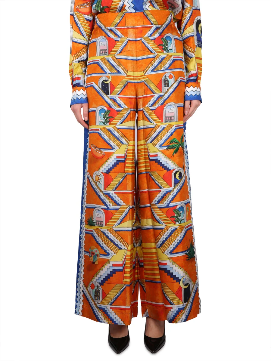 CASABLANCA Escalier Infini Silk Wide-leg Trousers