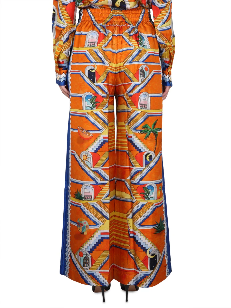 CASABLANCA Escalier Infini Silk Wide-leg Trousers - Image 4
