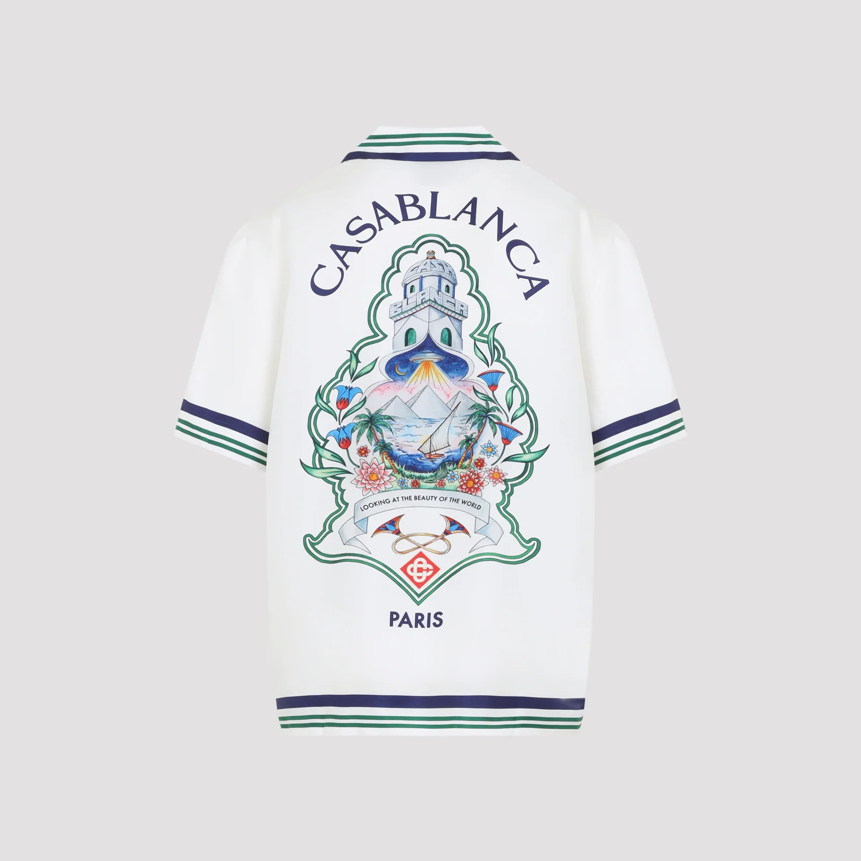 Casablanca Hotel Emblem Short Sleeve Silk Shirt - Image 4