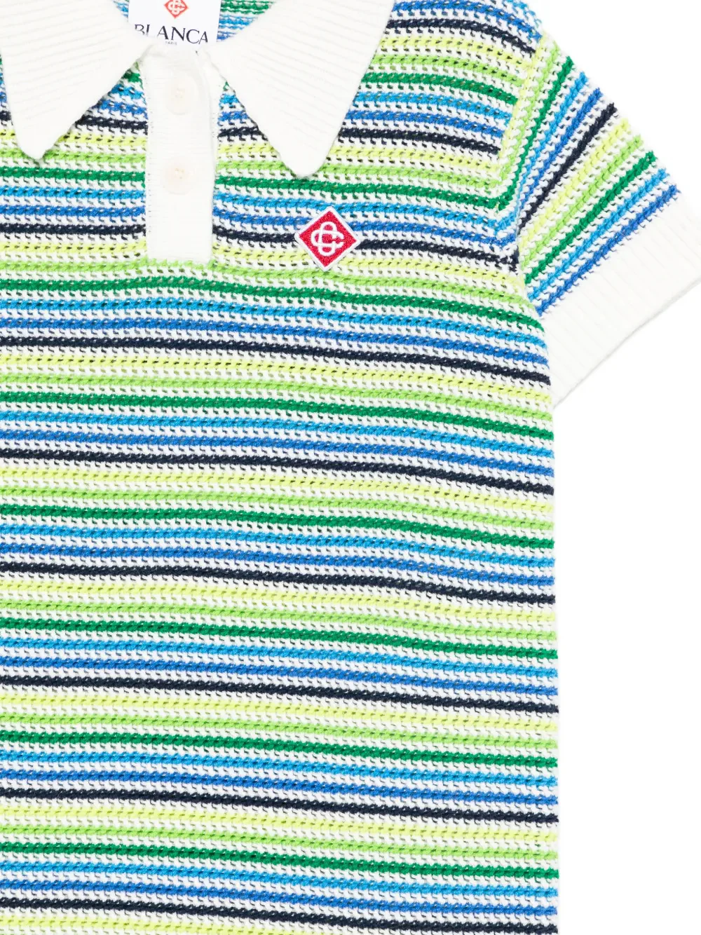 Casablanca Mini Striped Pattern Polo with Short Sleeves - Image 3