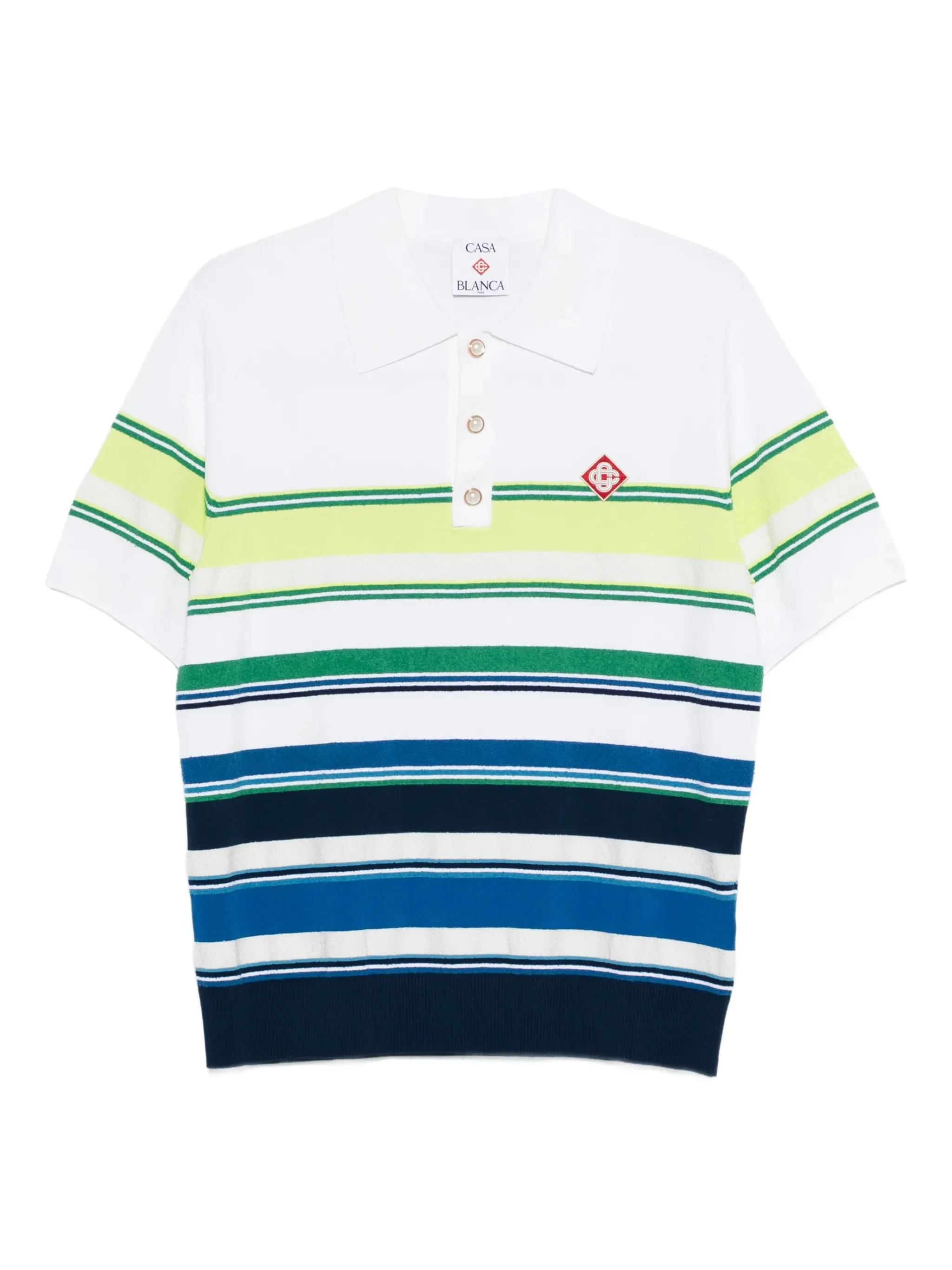 Casablanca Short Sleeve Striped Button-Up T-Shirt