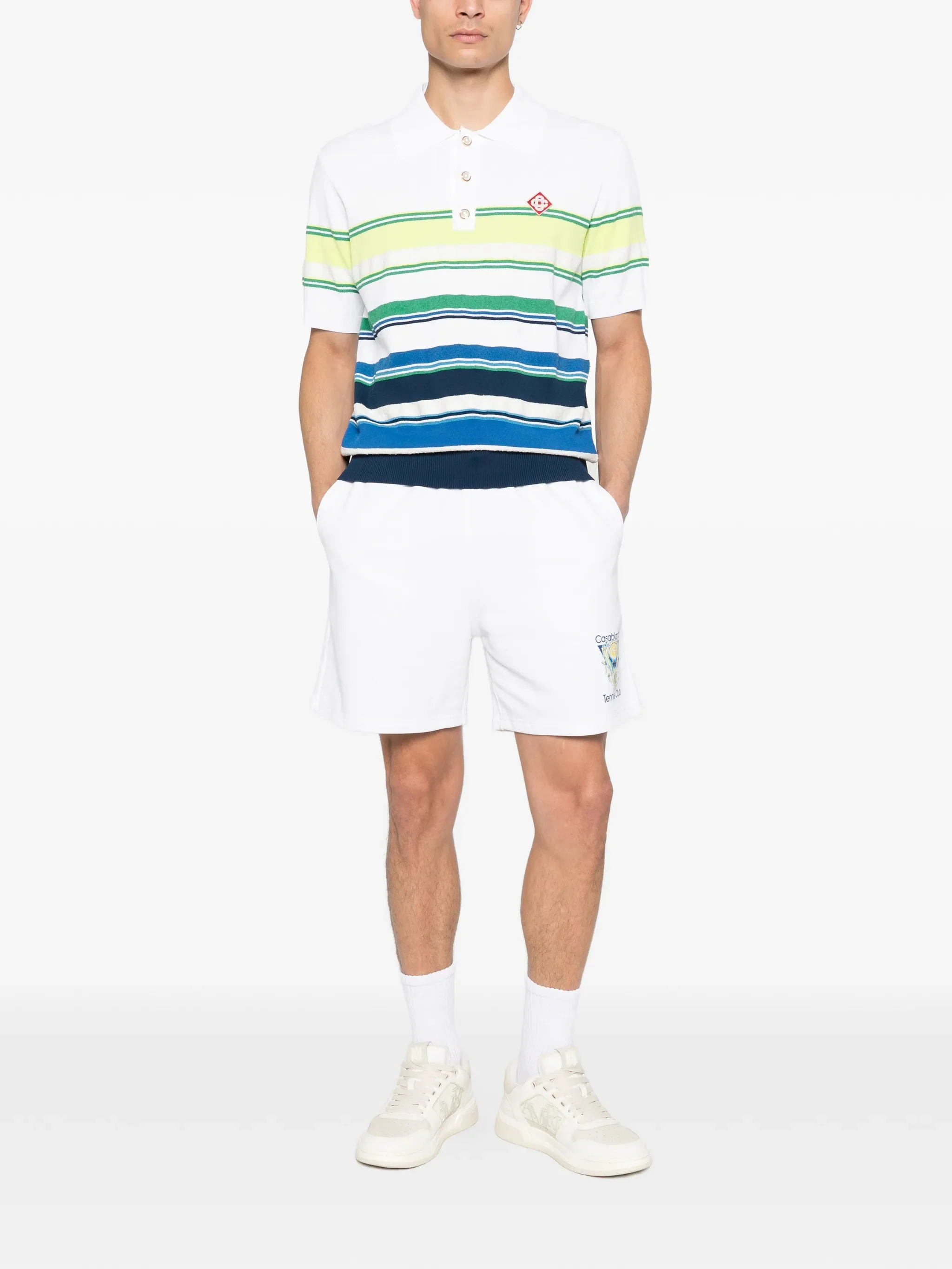Casablanca Short Sleeve Striped Button-Up T-Shirt - Image 2
