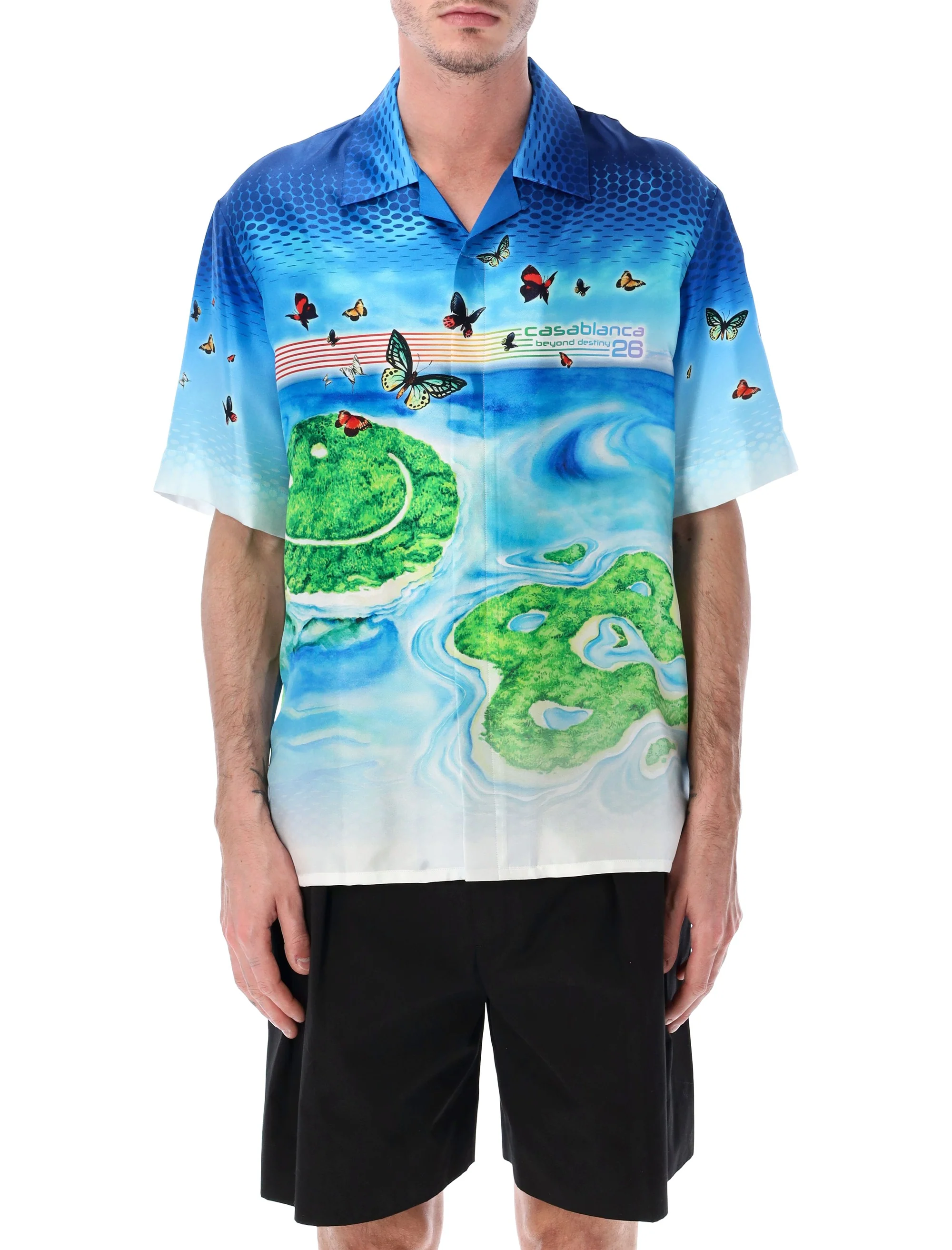Casablanca Silk Shirt with Cuban Collar - Size L