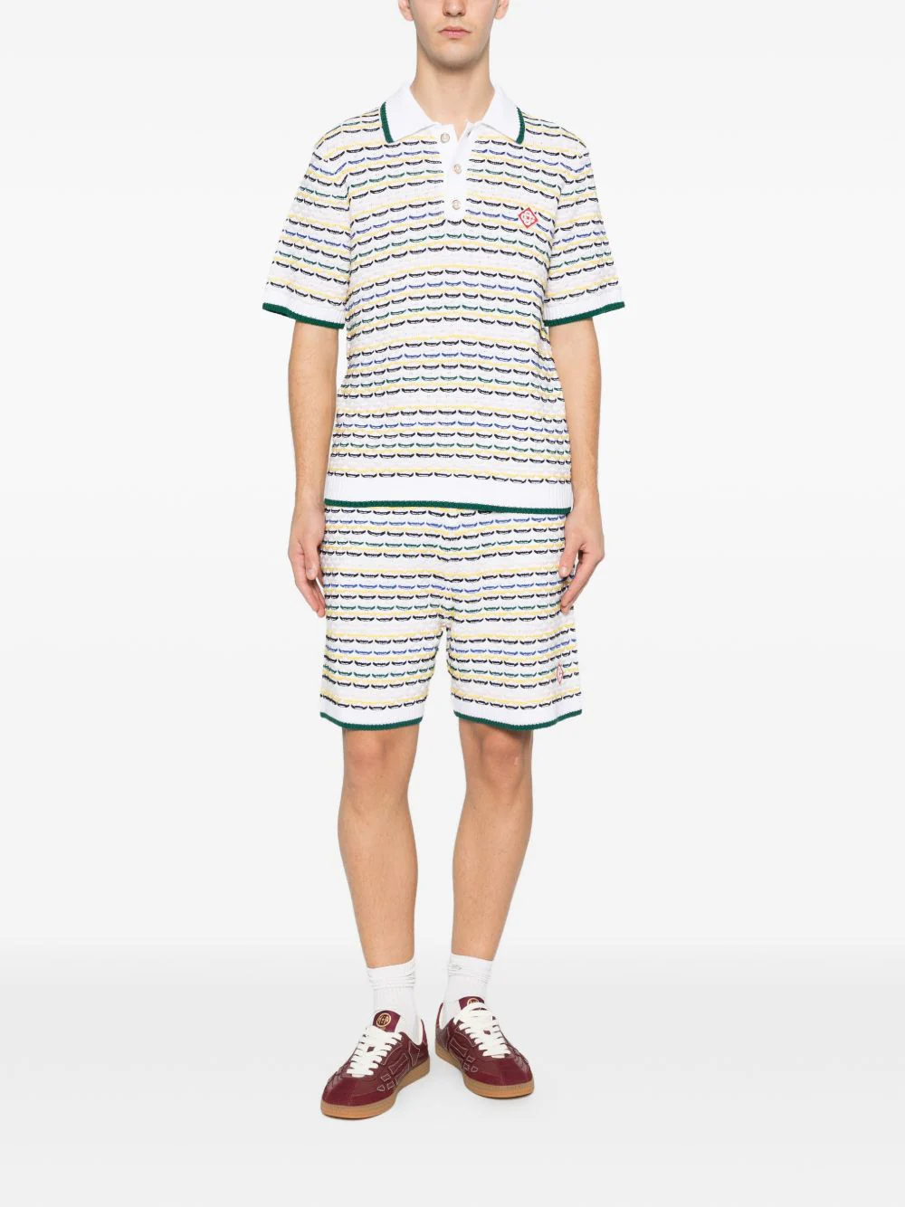 Casablanca Stripe Short Sleeve Polo Shirt - Image 5