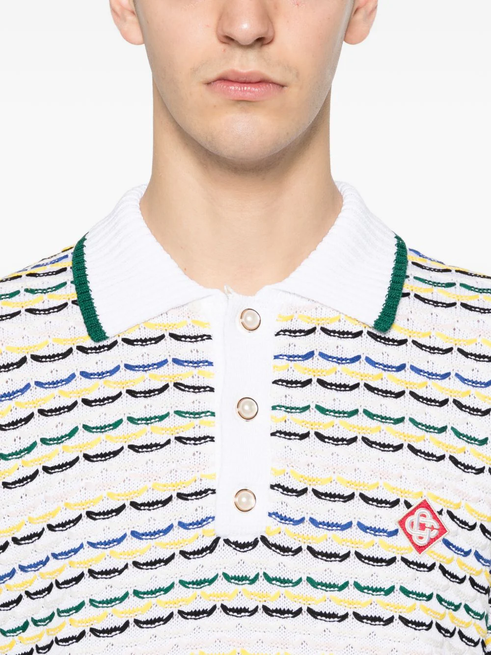 Casablanca Stripe Short Sleeve Polo Shirt - Image 6
