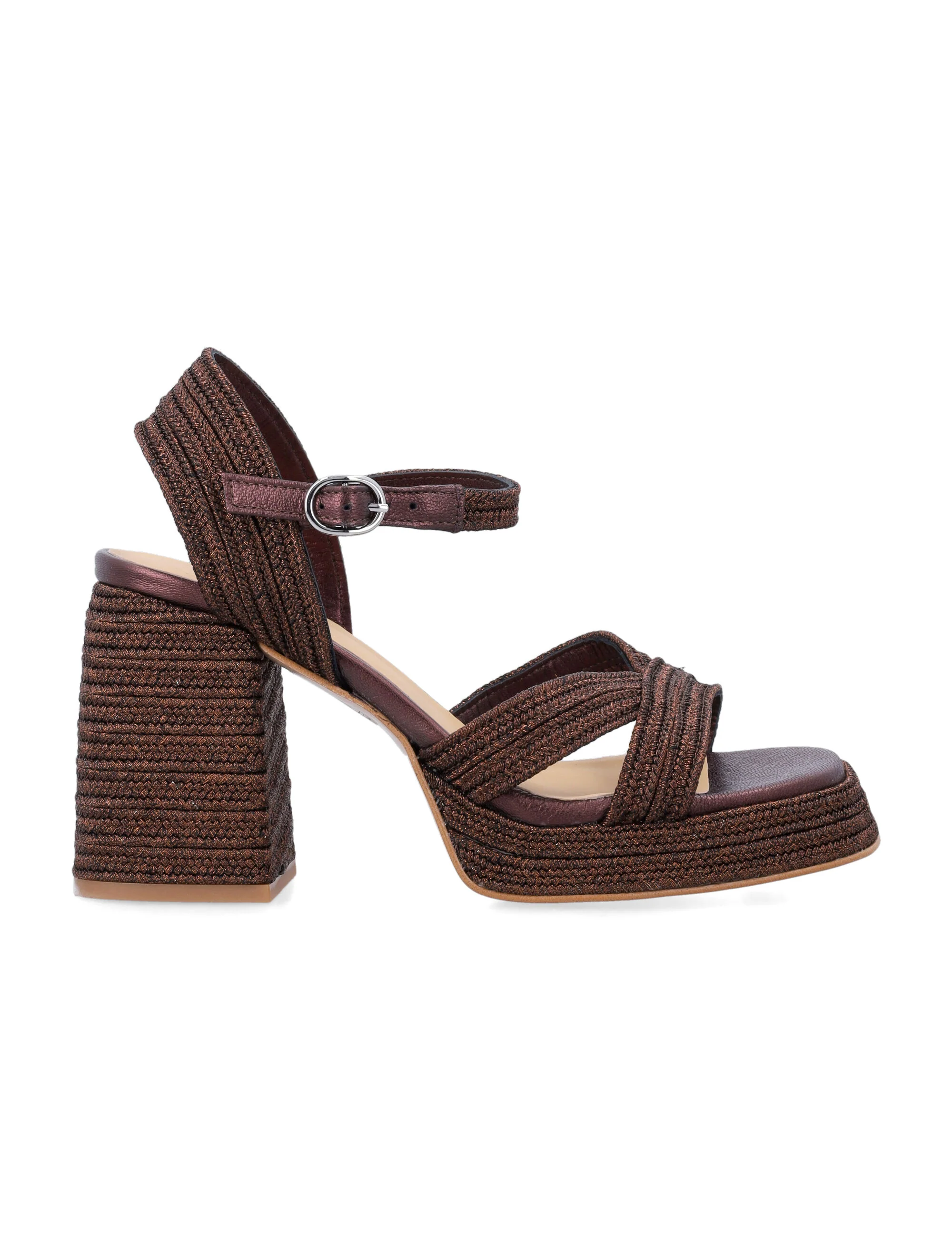 Castaner Elevated Braided Sandals with Block Heel - 9cm Height