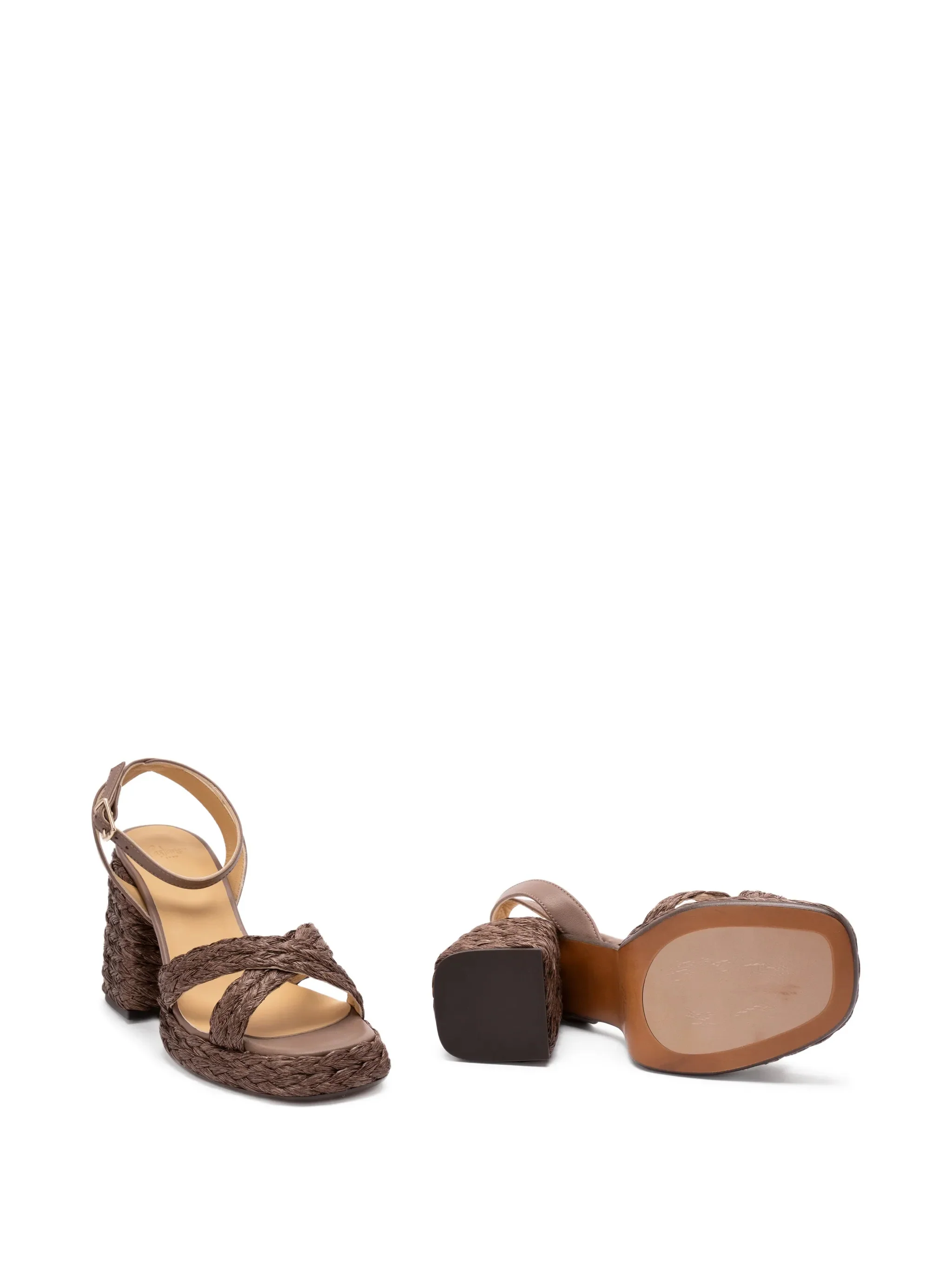Castaner V-Neck Raffia Sandals with 10cm Heel - Image 5