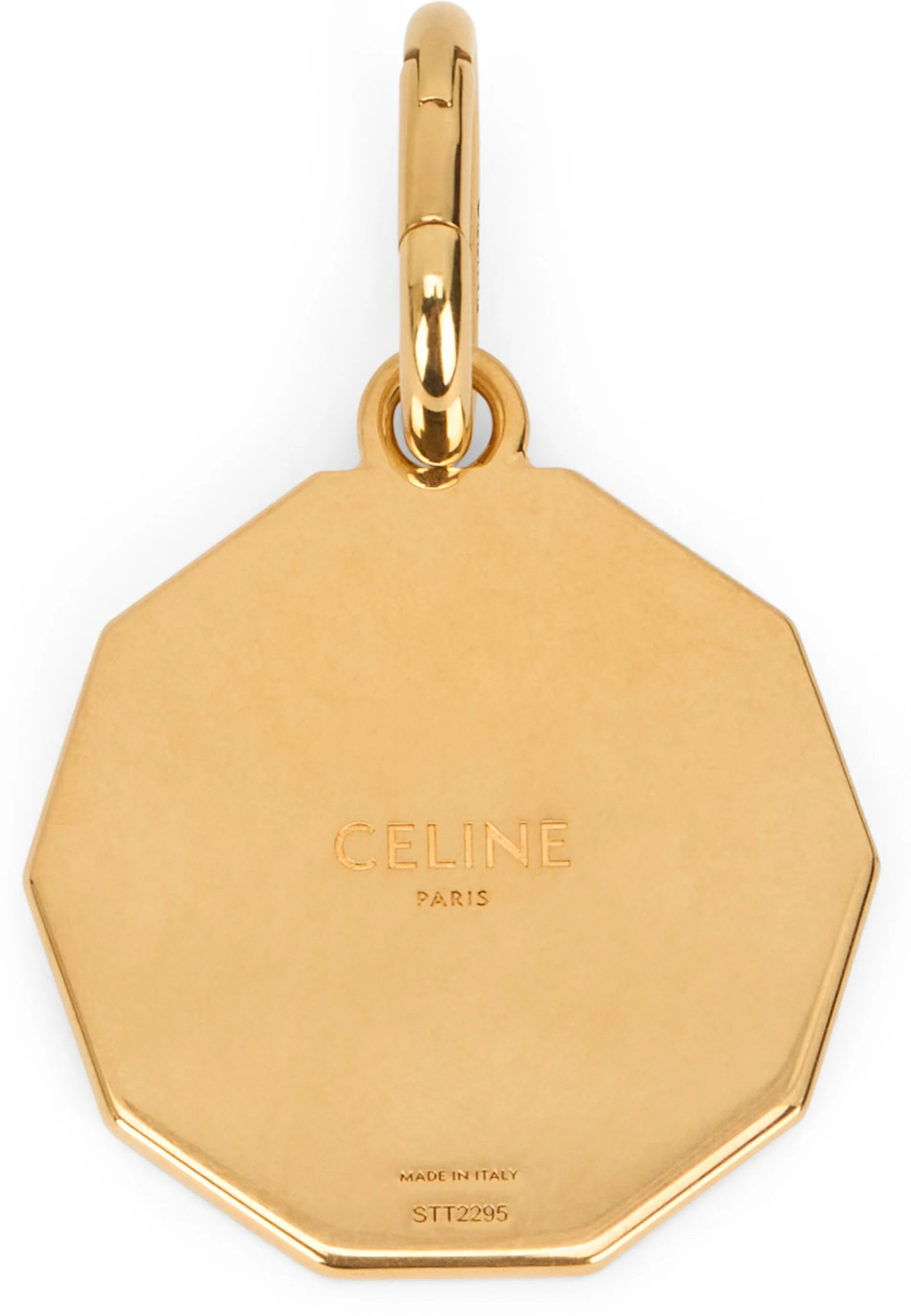 CELINE Charms Decagon Triomphe Medal in Enamel and Brass with Gold Finish - Image 2