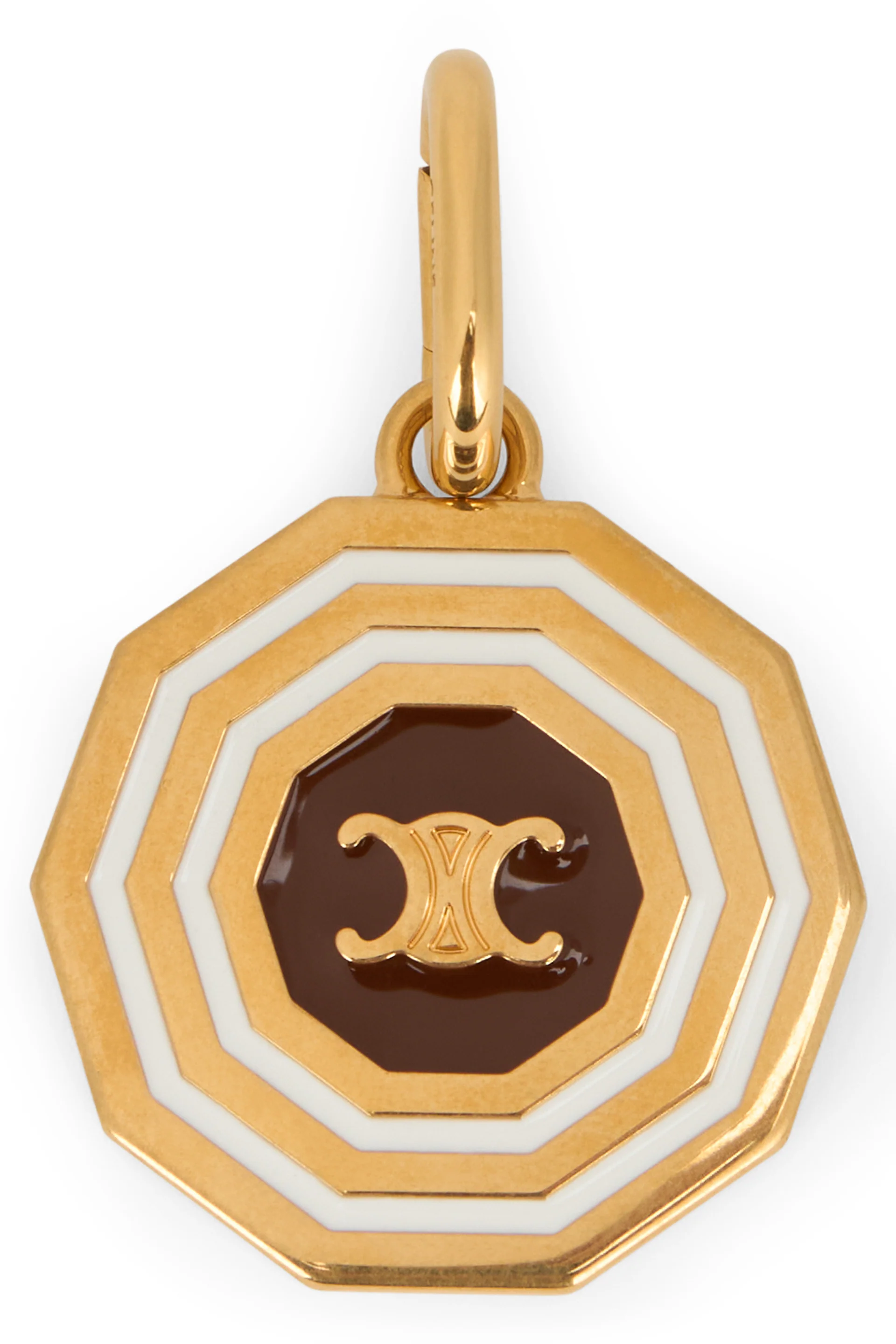 CELINE Charms Decagon Triomphe Medal in Enamel and Brass with Gold Finish - Image 3