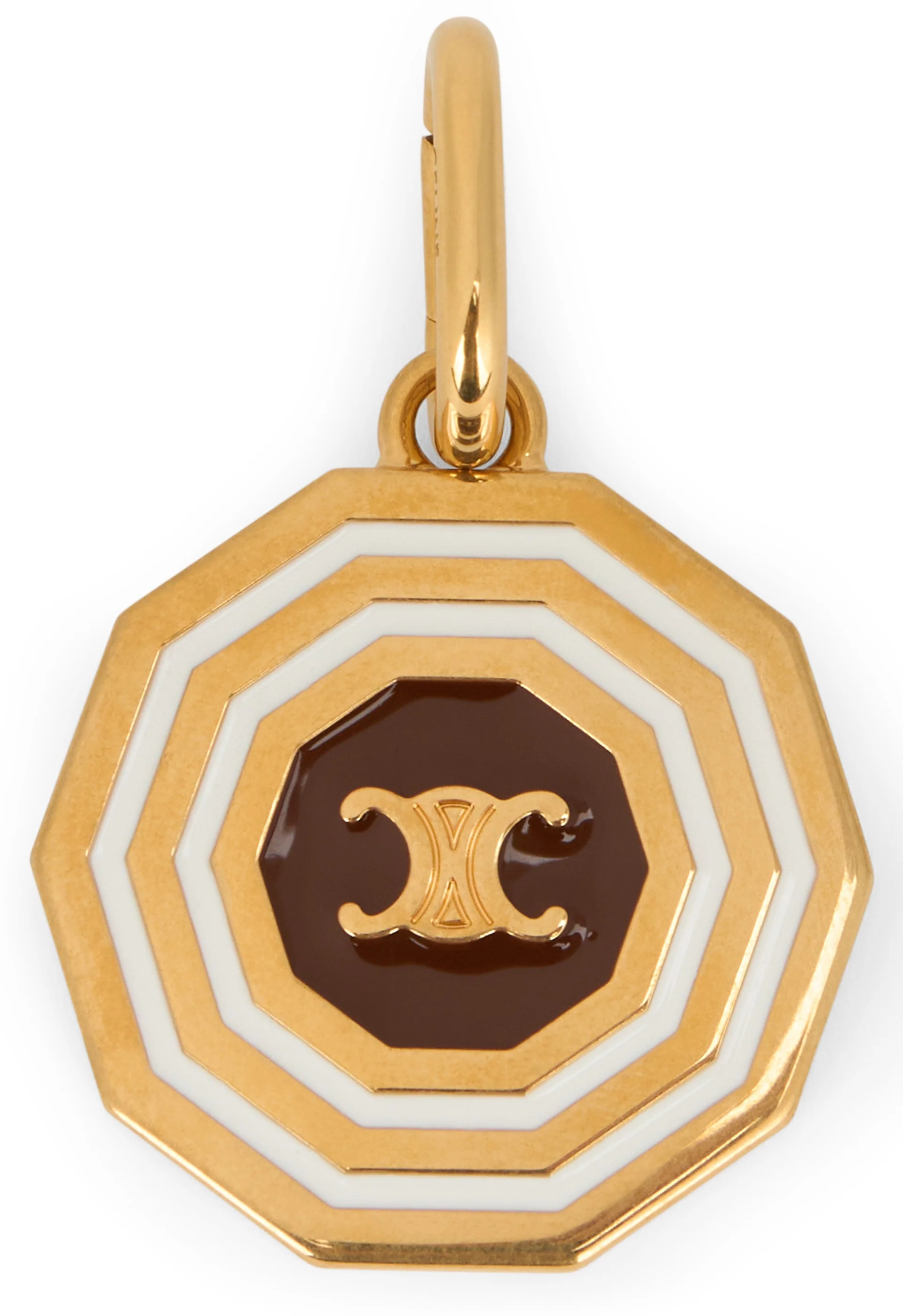CELINE Charms Decagon Triomphe Medal in Enamel and Brass with Gold Finish - Image 4