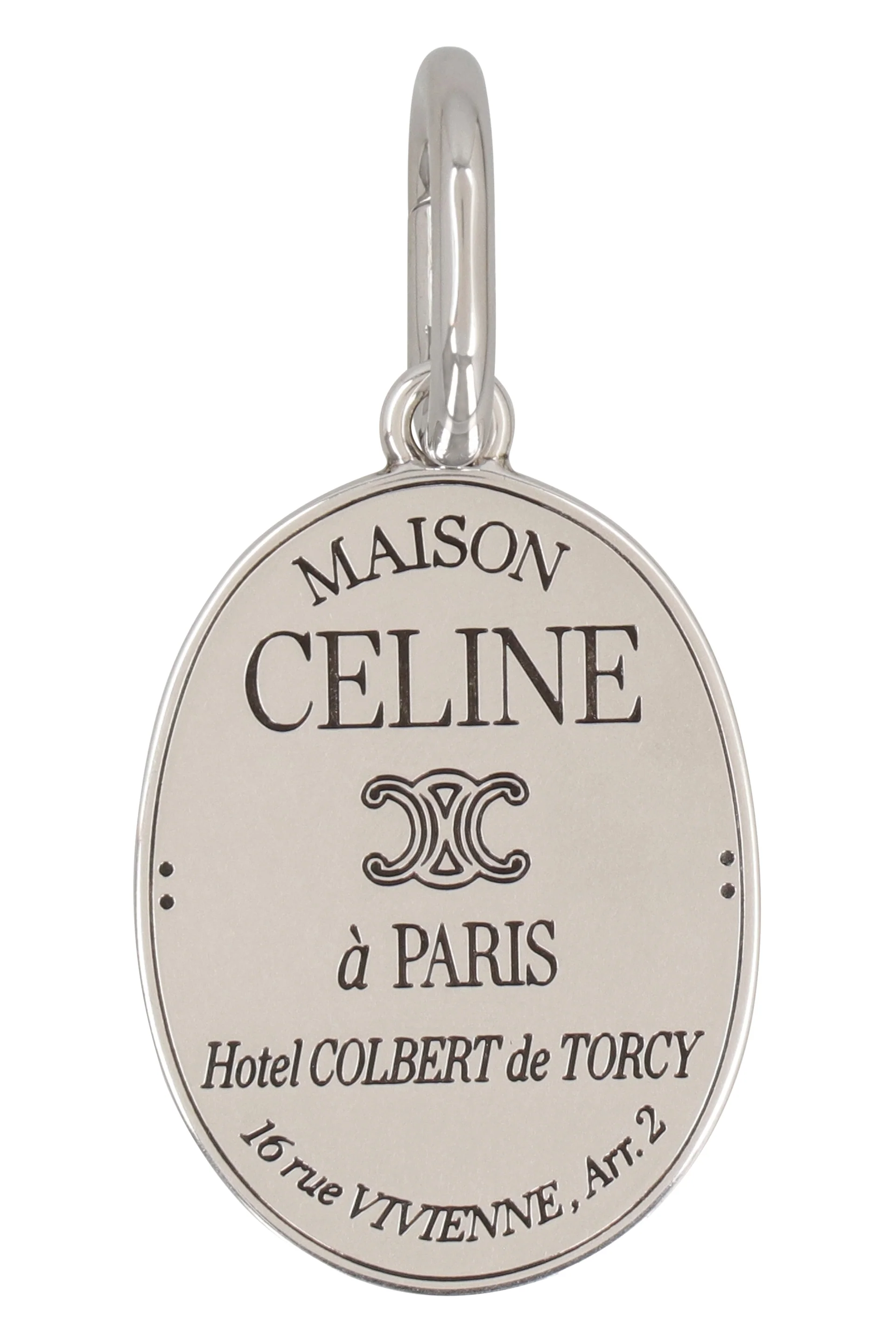 CELINE Charms Maison Celine Medal in Brass with Rhodium Finish