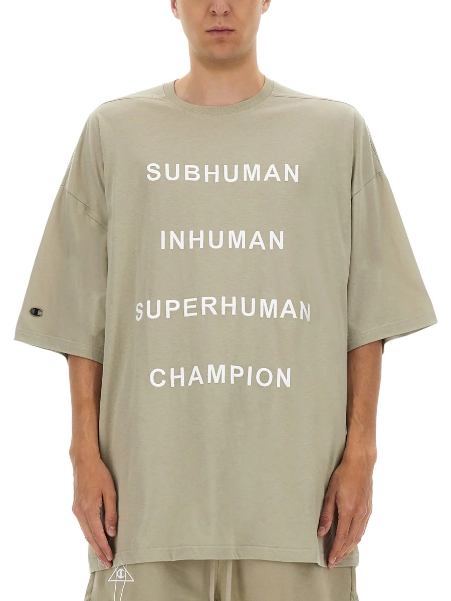 CHAMPION X RICK OWENS Oversized Embroidered Organic Cotton Jersey Tommy T T-Shirt