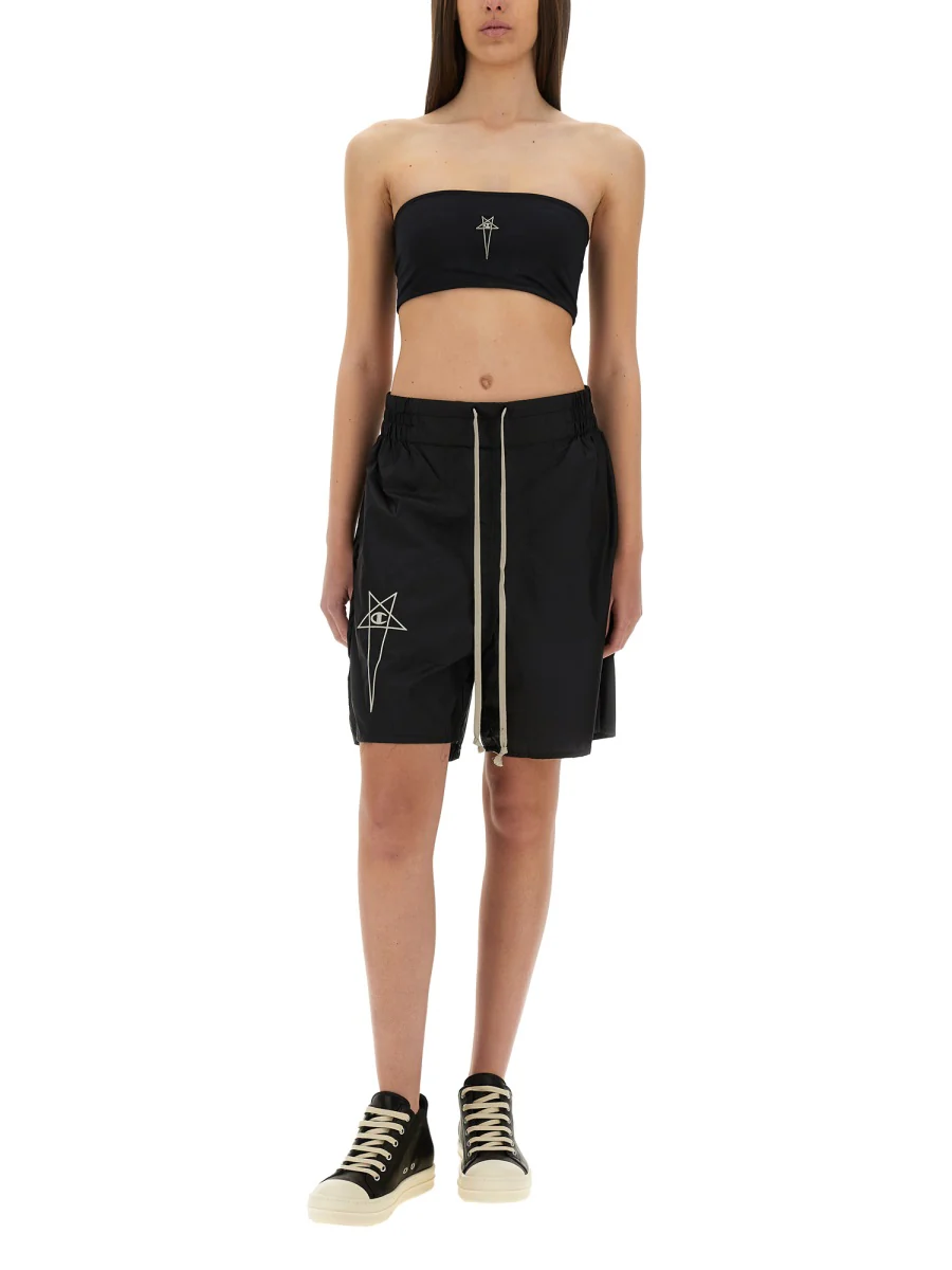 Champion X Rick Owens RICK OWENS X CHAMPION Loose Fit Embroidered Recycled Nylon Shorts - Image 2