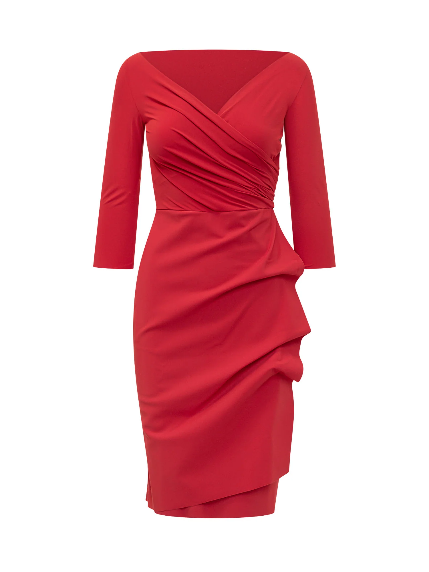 Chiara Boni Draped V-Neck Mini Dress with Structured Detail