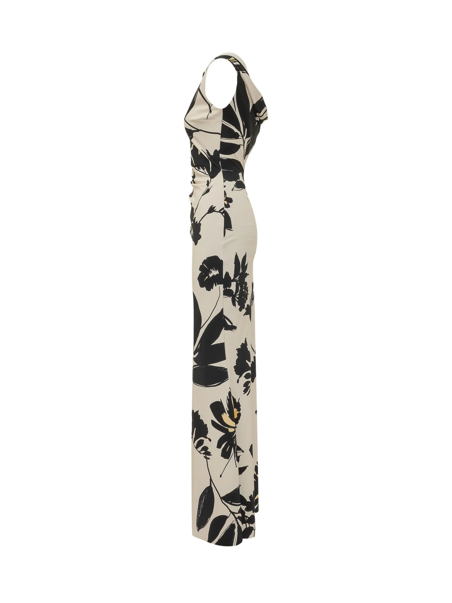 Chiara Boni Elegant Ajour Long Dress with Draped Neckline - Image 3