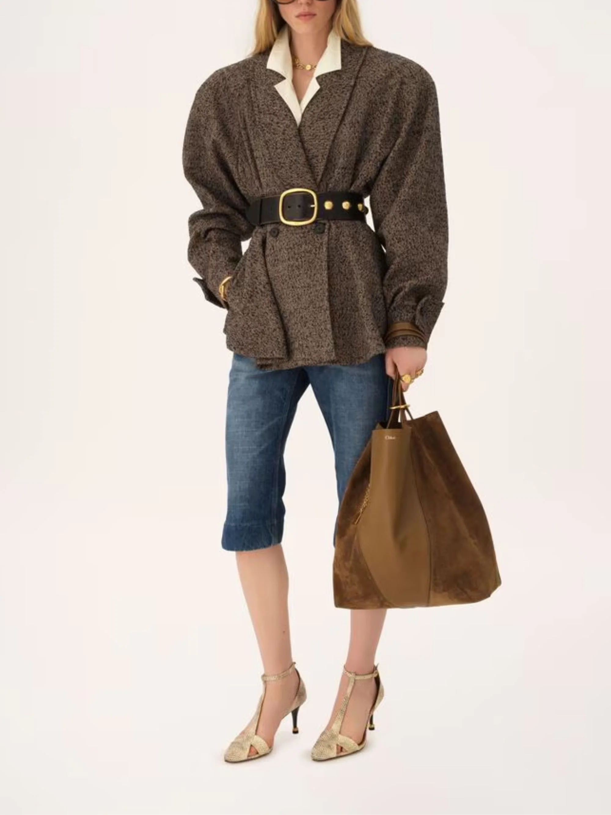 Chloé Chloè Large Spin Tote Bag in Grained & Suede Buffalo Leather - Image 6