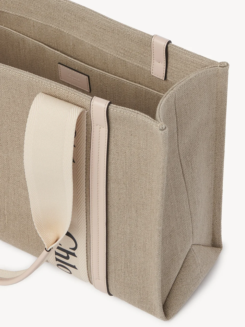 Chloé Elegant Linen Tote Bag - 26 cm Height, 37 cm Length - Image 5