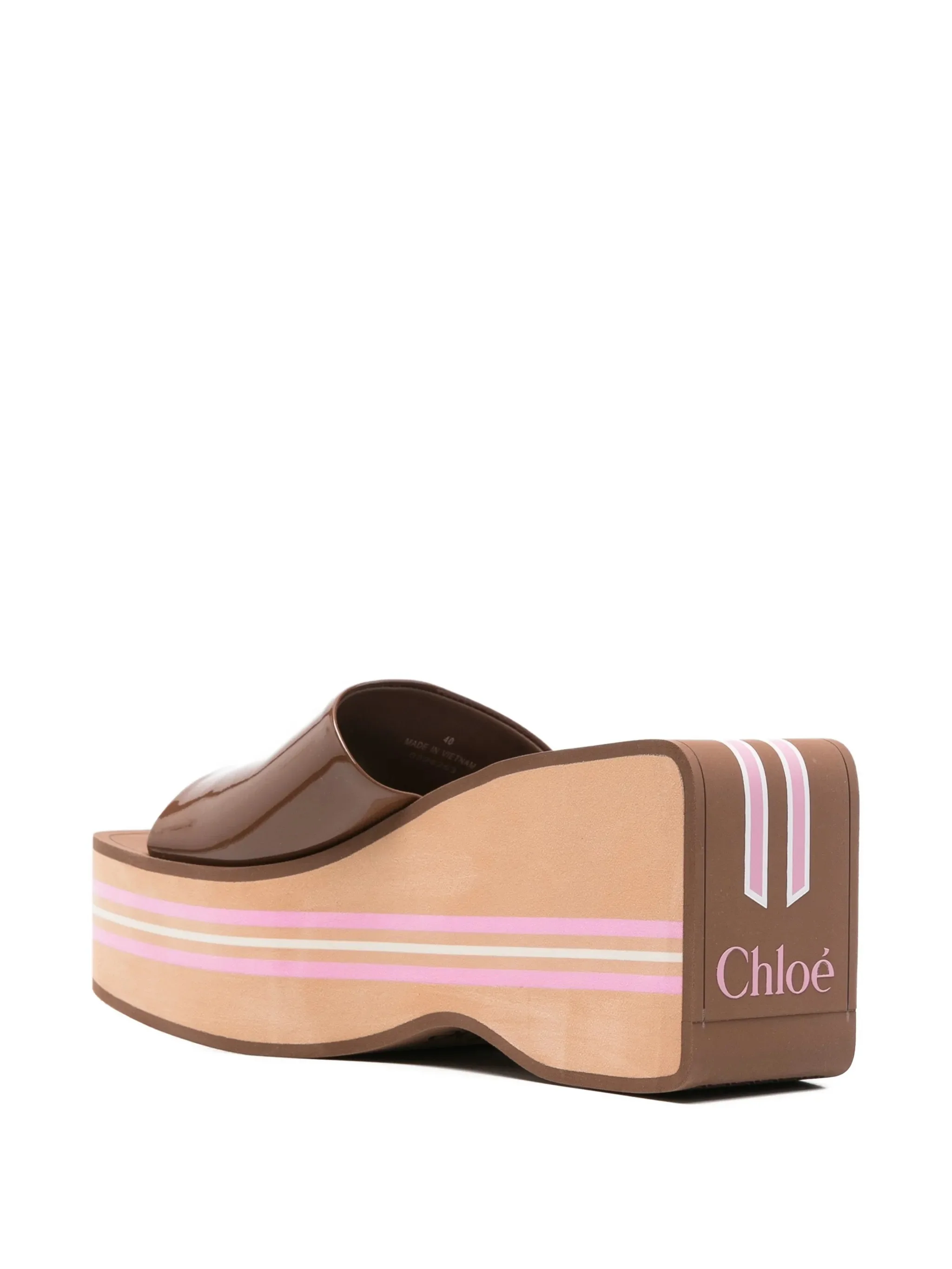 Chloé Elevated Wedge Heel with Embossed Logo - 9 cm - Image 3