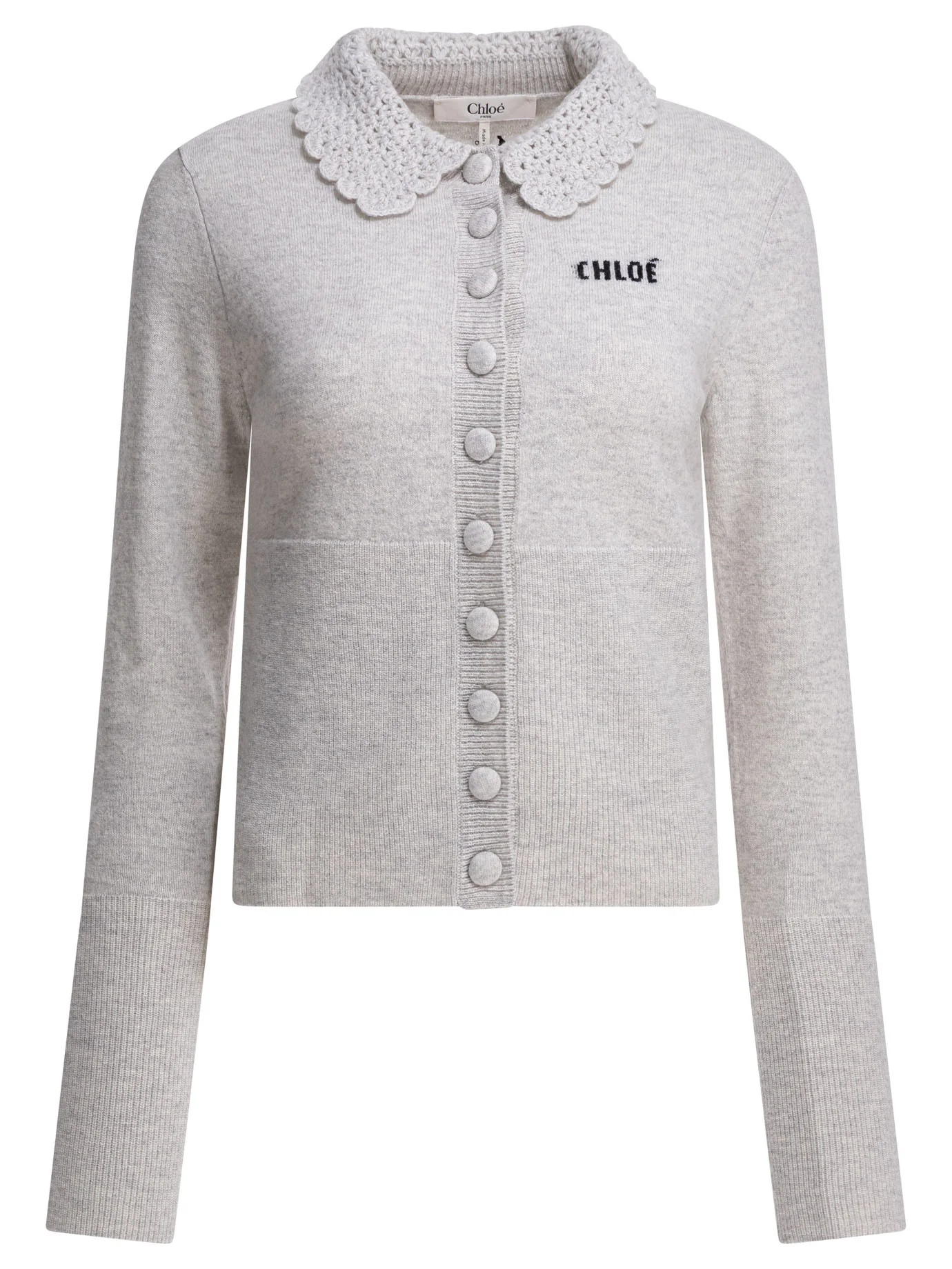 CHLOÉ Fitted Logo Cardigan in a Wool Knit