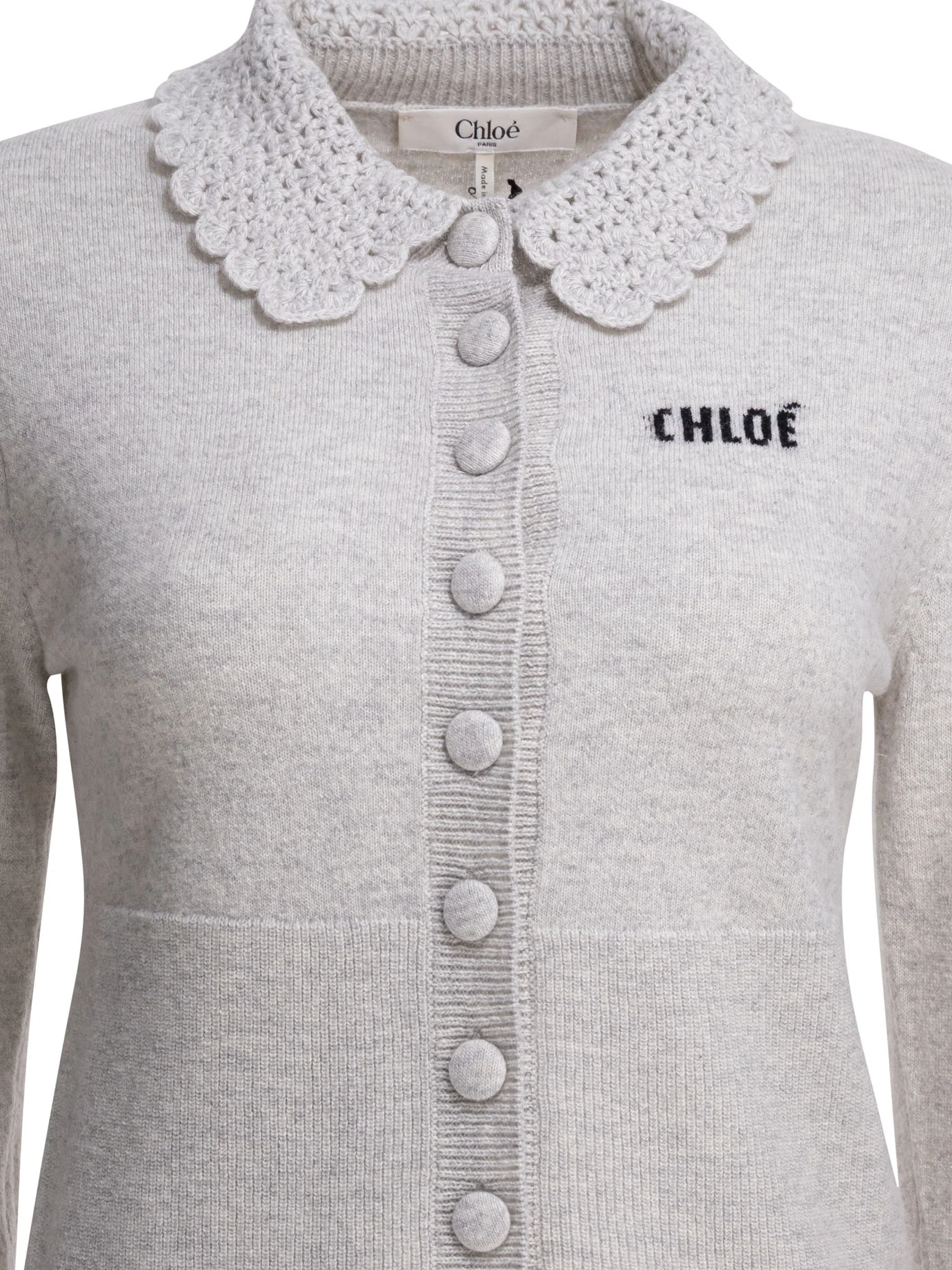 CHLOÉ Fitted Logo Cardigan in a Wool Knit - Image 6