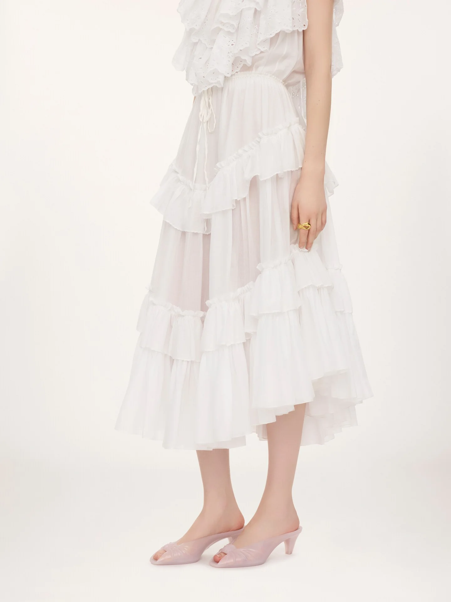 Chloé Fluid Tiered Mini Skirt with Drawstring Waist - Size 38 - Image 3