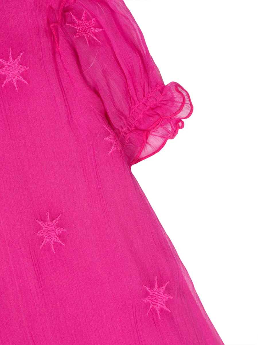 CHLOÉ Girls Silk Cape-Sleeve Dress - Image 3
