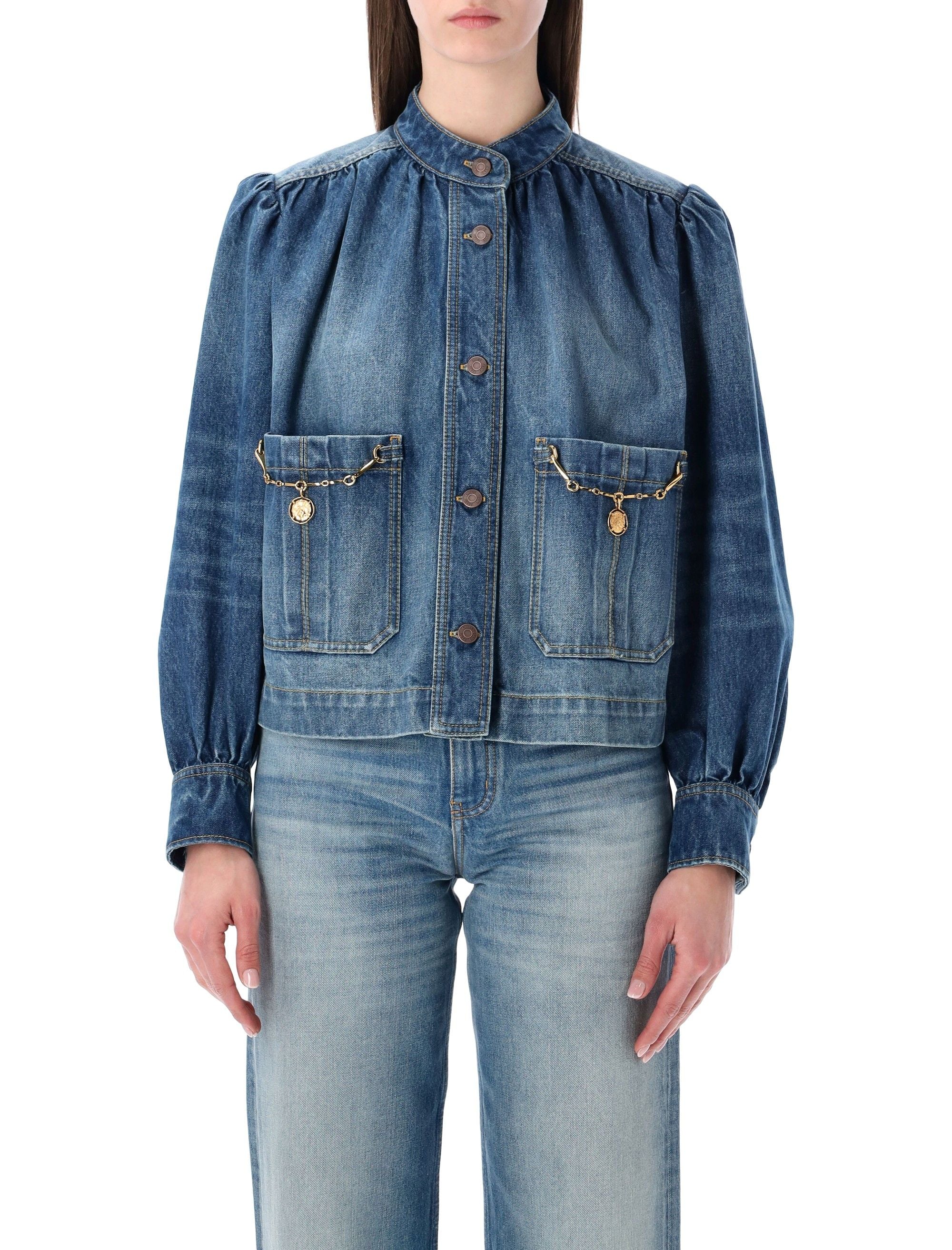 Chloé High-Neck Gathered Jacket - Size 36