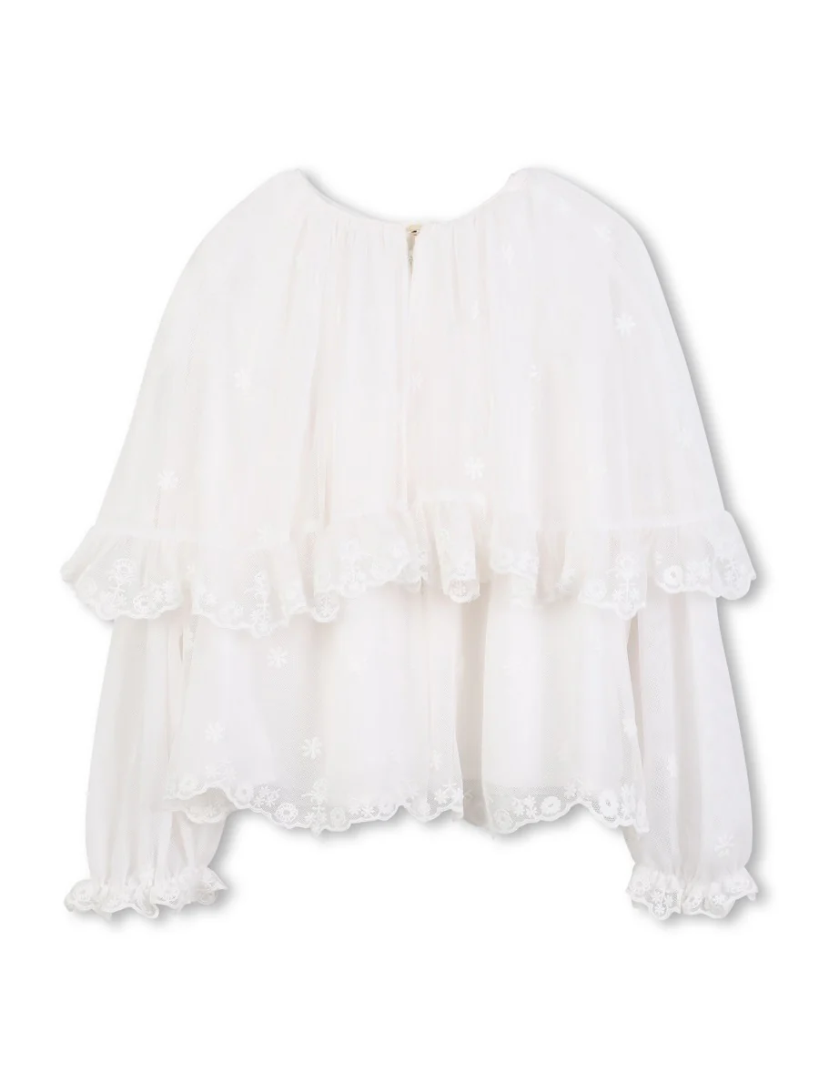 CHLOÉ Lace-trimmed Ruffled Silk-georgette Blouse - Image 2