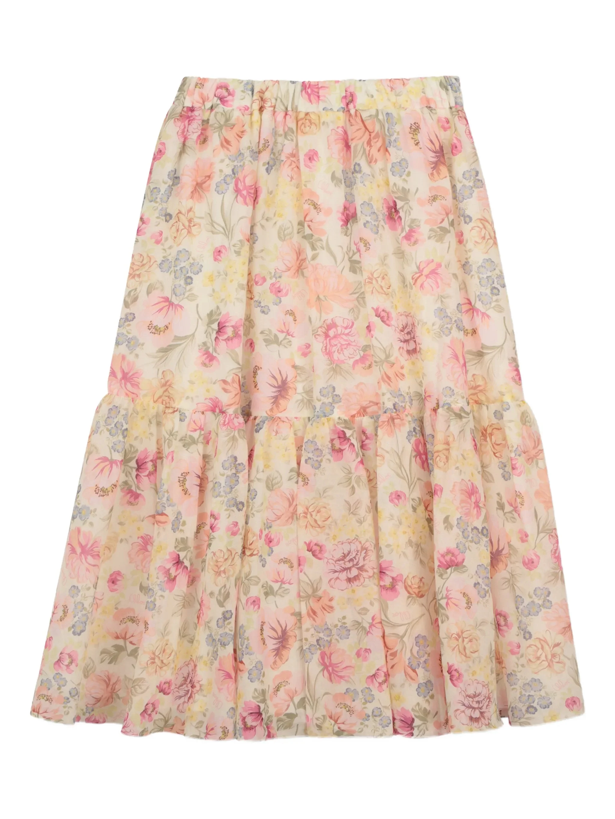 Chloé Mini Ruffled Skirt with Ethnic Waist - All-over Print - Image 2