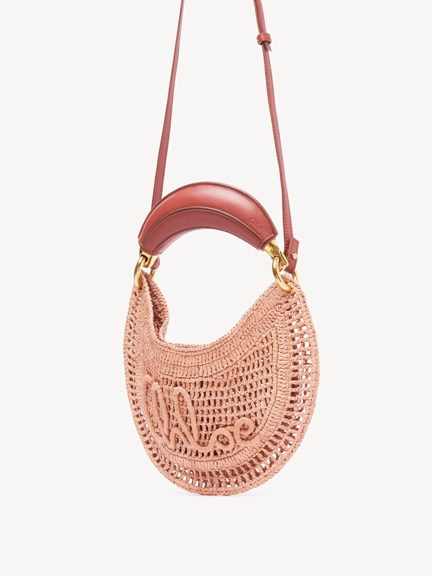 CHLOÉ Mini Summer Banana Hobo Bag with Strap in Raffia - Image 3