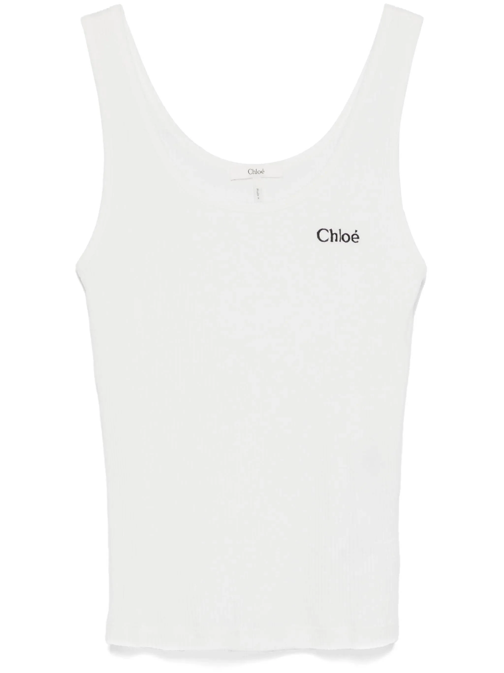 Chloé Rib Knit Top with Contrasting Embroidered Logo - Sample Size S