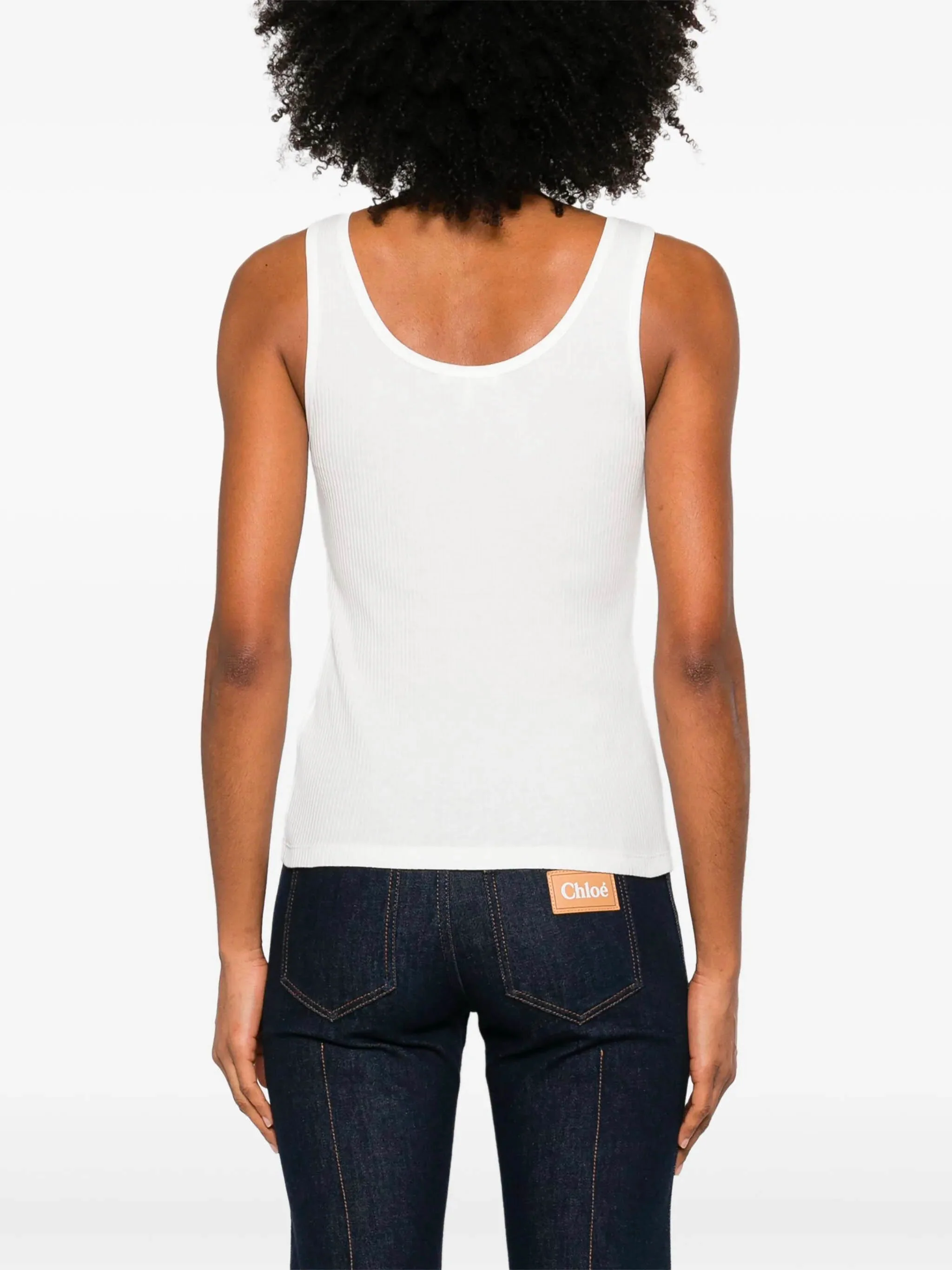 Chloé Rib Knit Top with Contrasting Embroidered Logo - Sample Size S - Image 4