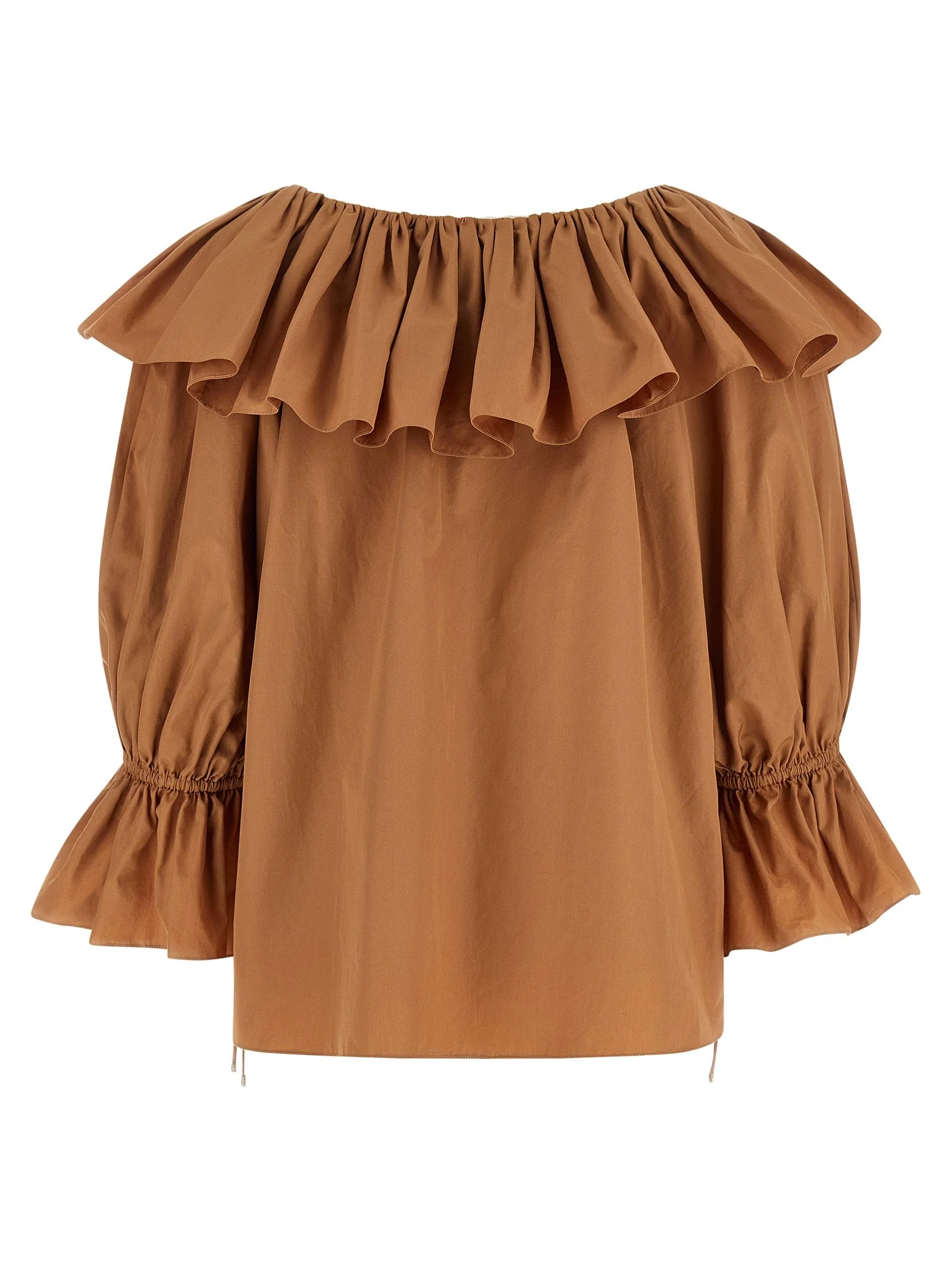 Chloé Ruffled Cotton Blouse with Drawstring Cuffs for Women - Image 2