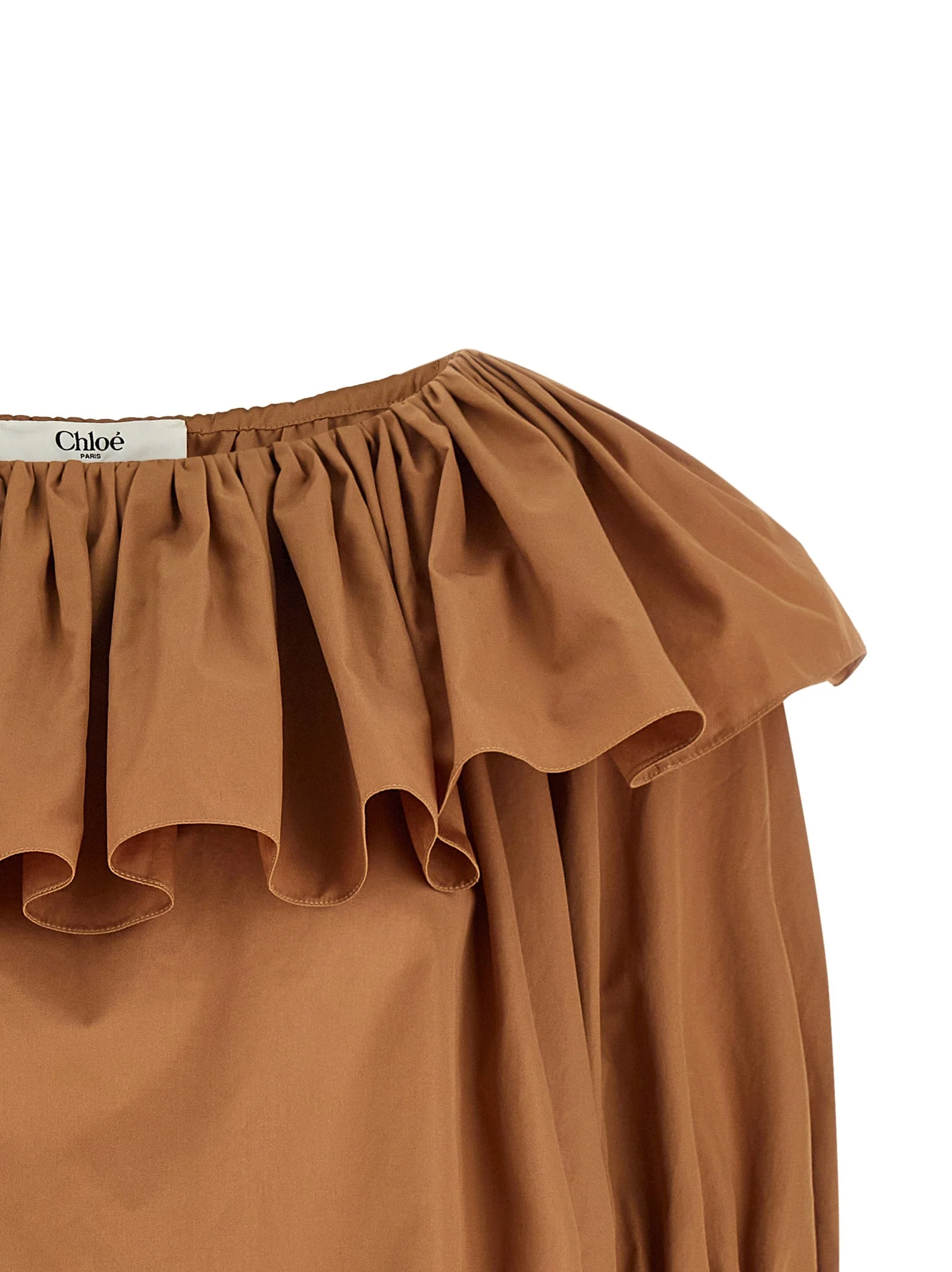 Chloé Ruffled Cotton Blouse with Drawstring Cuffs for Women - Image 3