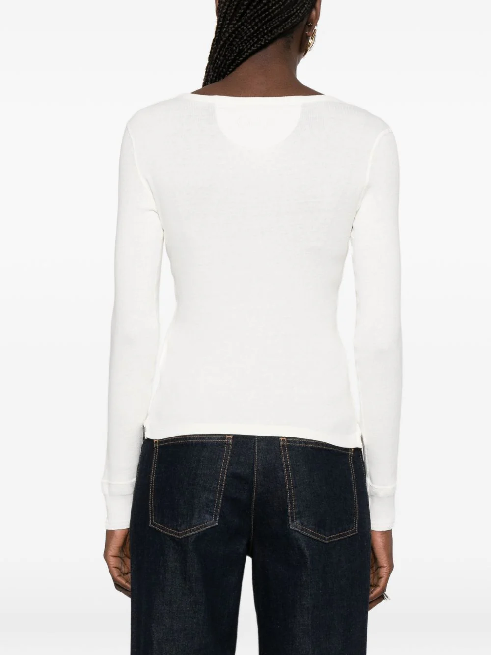 CHLOÉ Scoop-neck Henley Shirt in Cotton Jersey - Image 2