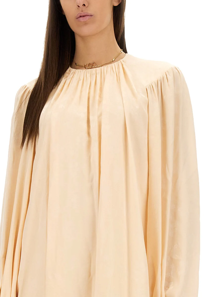 CHLOÉ Silk Shirred Mini Dress - Image 4