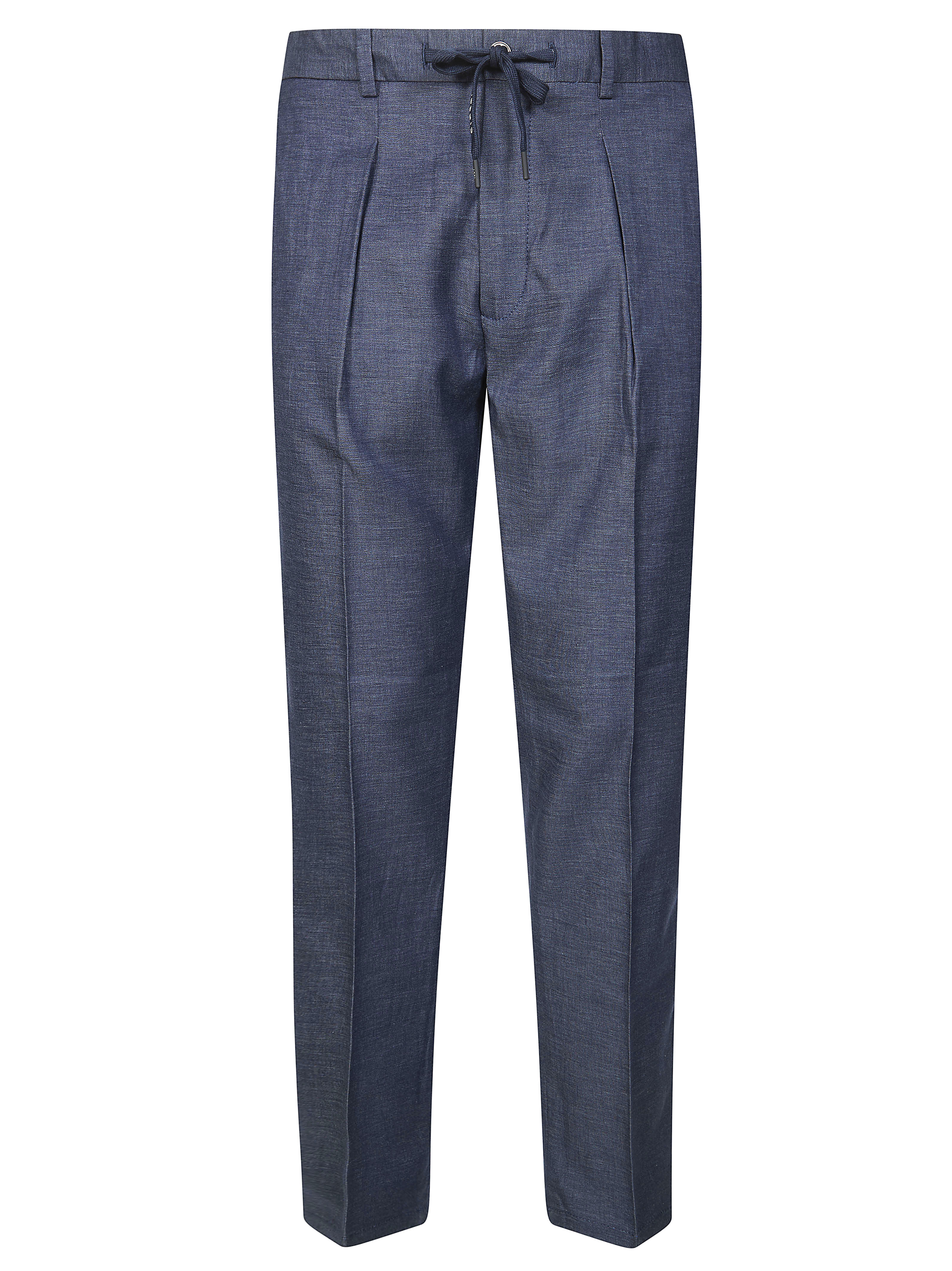 Circolo Men's Linen Cotton Pleated Trousers