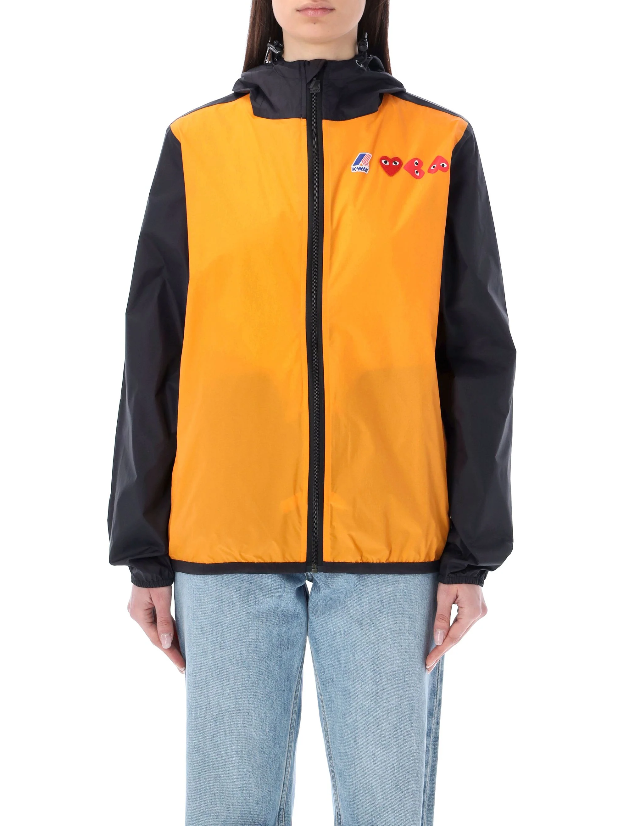 Comme Des Garcons Play Bicolor Waterproof Zip Jacket with Hood - Sizes S and L