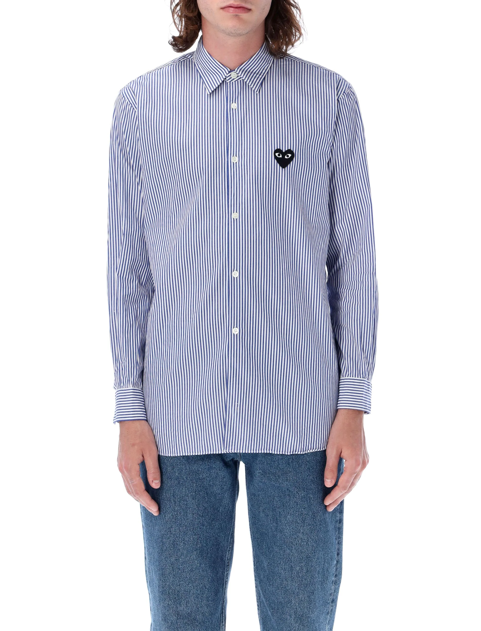 Comme Des Garcons Play Refined Vertical Striped Cotton Shirt - Size L - Image 4