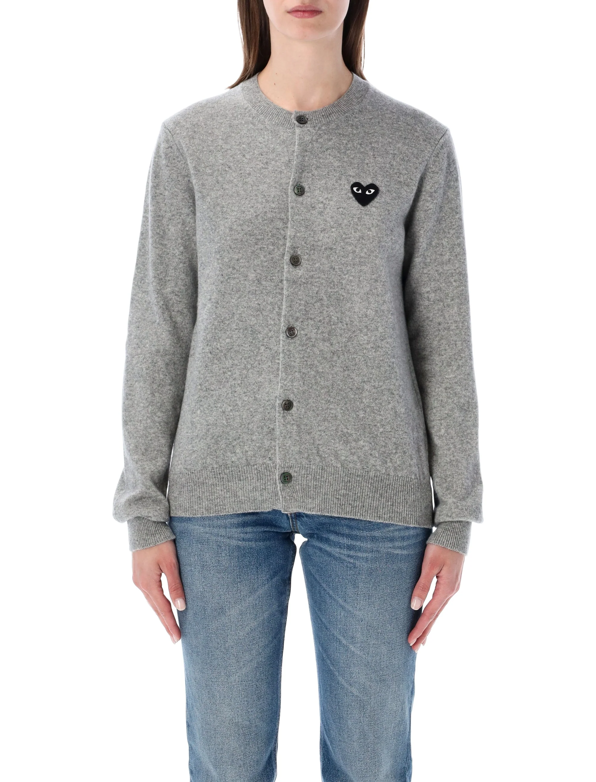 Comme Des Garcons Play Timeless Cardigan with Iconic Patch - Woman