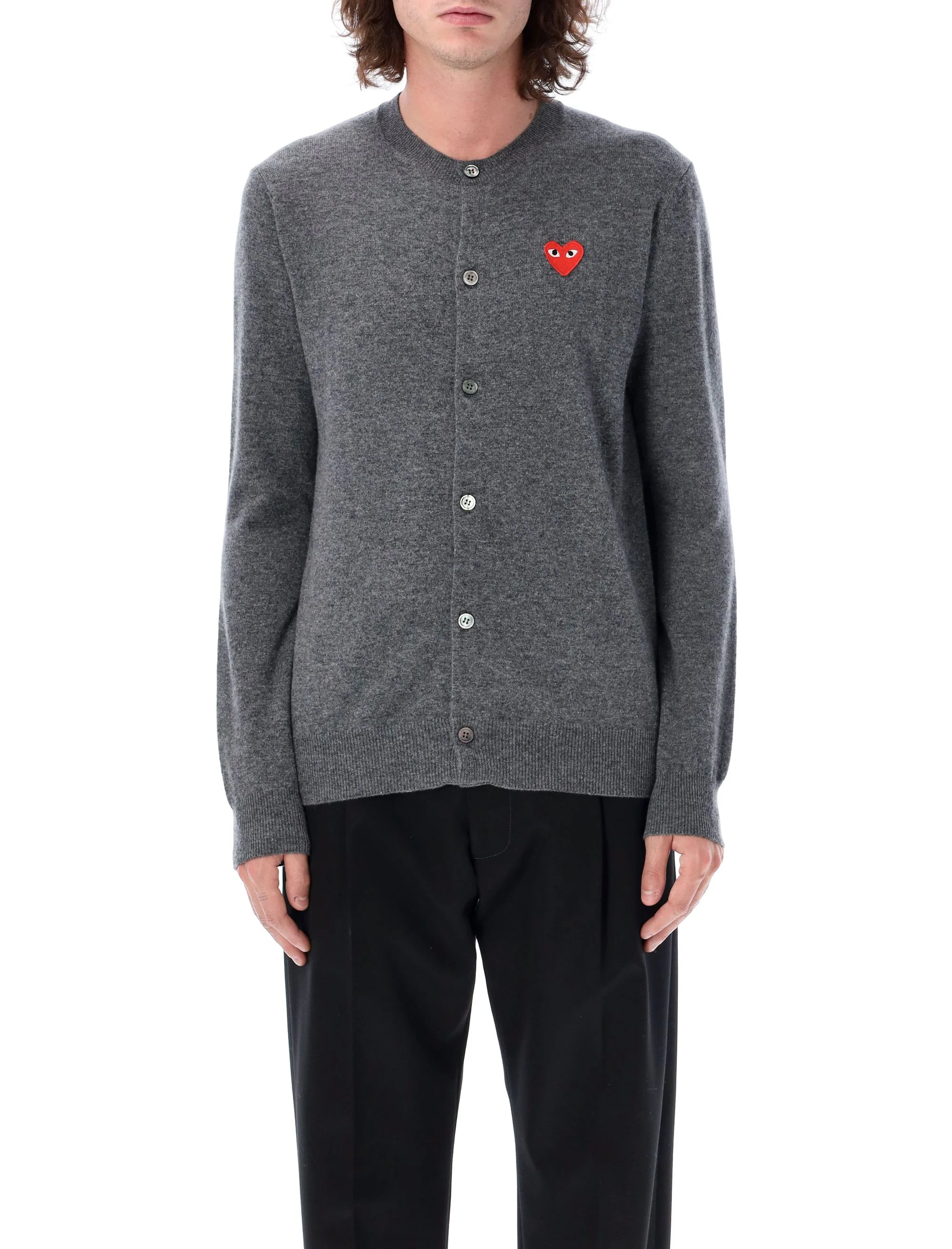 Comme Des Garcons Play Unisex Wool Cardigan with Iconic Heart Logo - Size S - Image 4