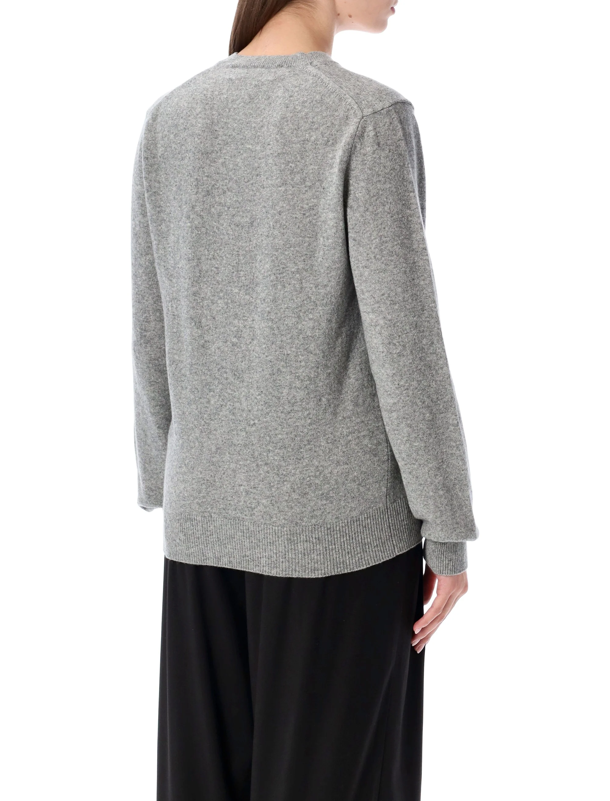 COMME DES GARCONS PLAY Wool V-neck Sweater with Heart and Crystals - Image 2