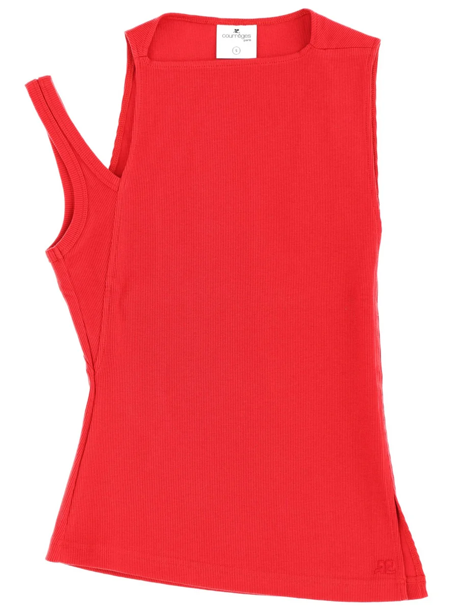 COURREGES 90's Ribbed-knit Embroidered Top