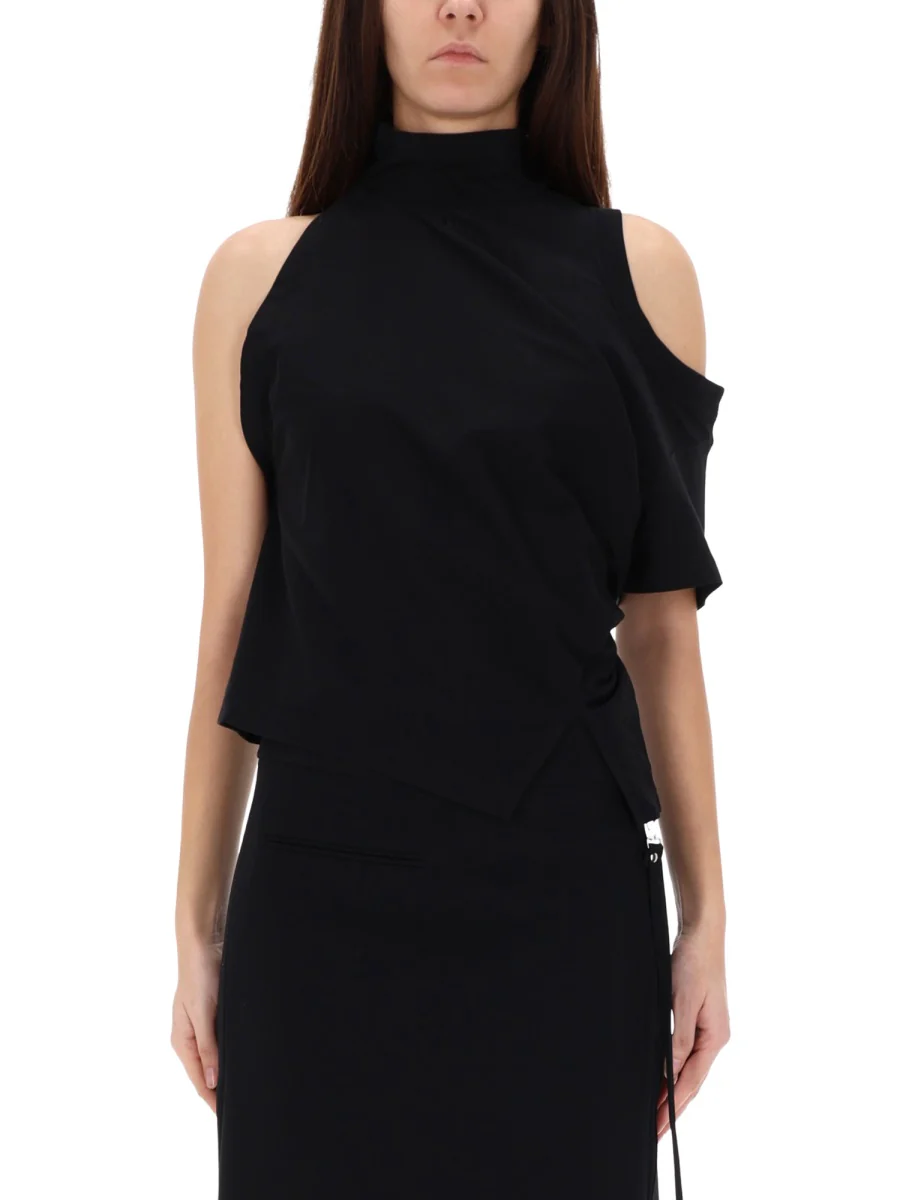 COURREGES Cotton T-Shirt with Elegant Ribbing - FW25 - Image 4