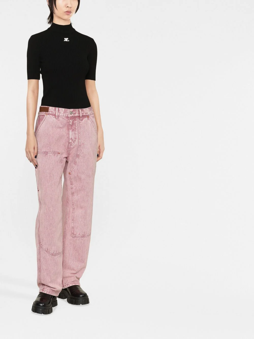 Courreges COURREGÈS Reedition Short Sleeves Ribbed Knitted Sweater - Image 4