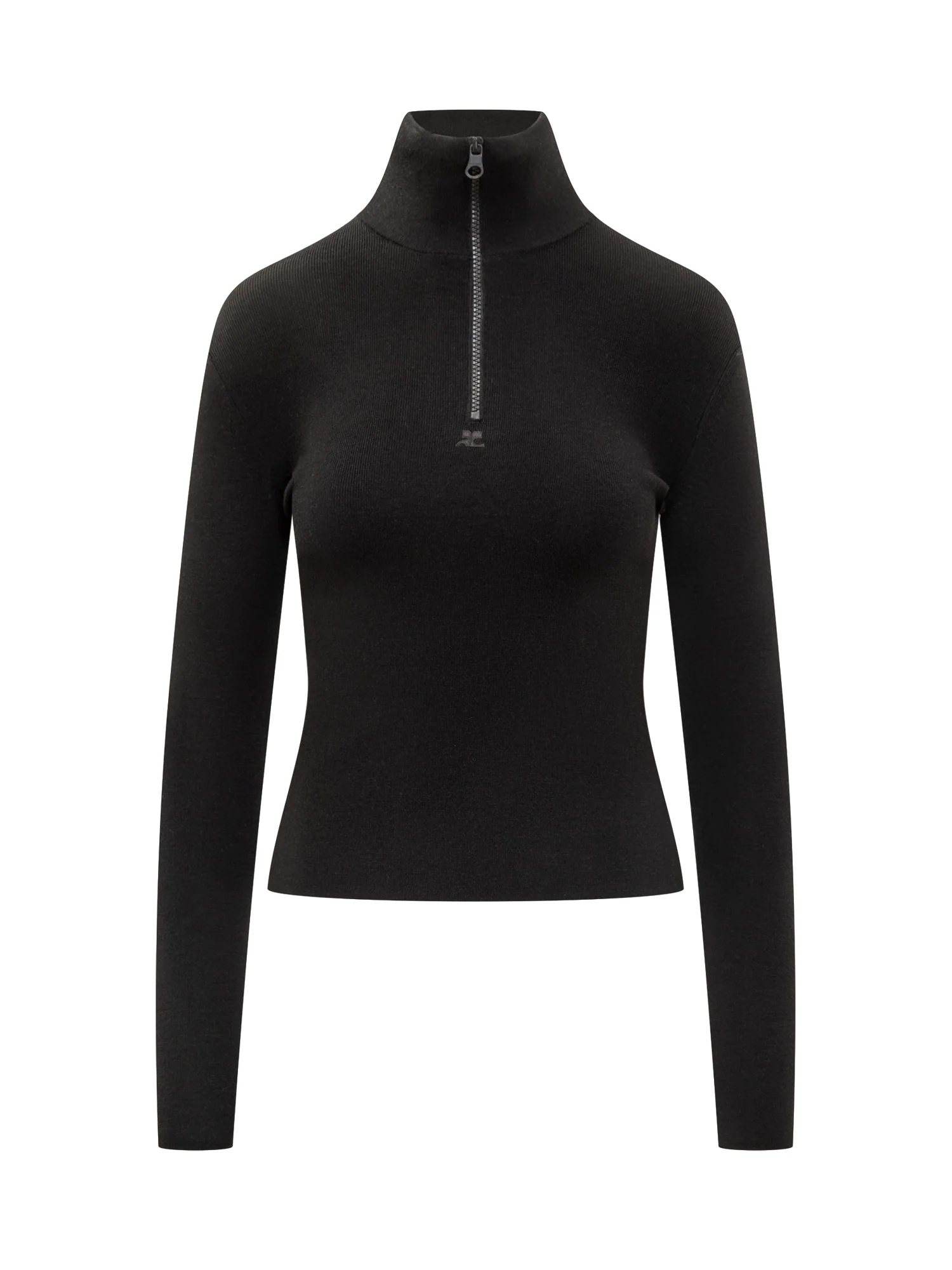 Courreges High Neck Merino Wool Sweater