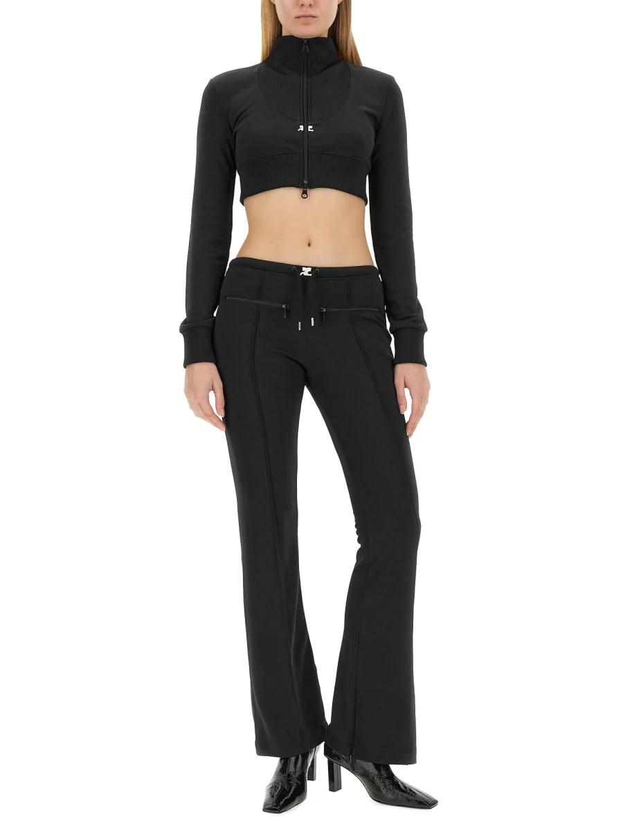 Courreges Logo-embroidered Cropped Zip-up Jacket - Image 2