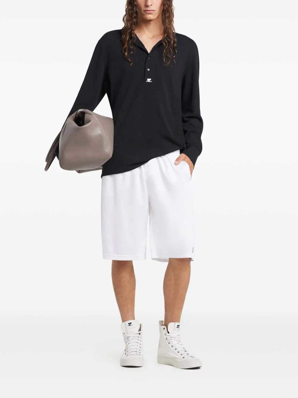 Courrèges Long-sleeve Logo-detail Polo Shirt - Image 4